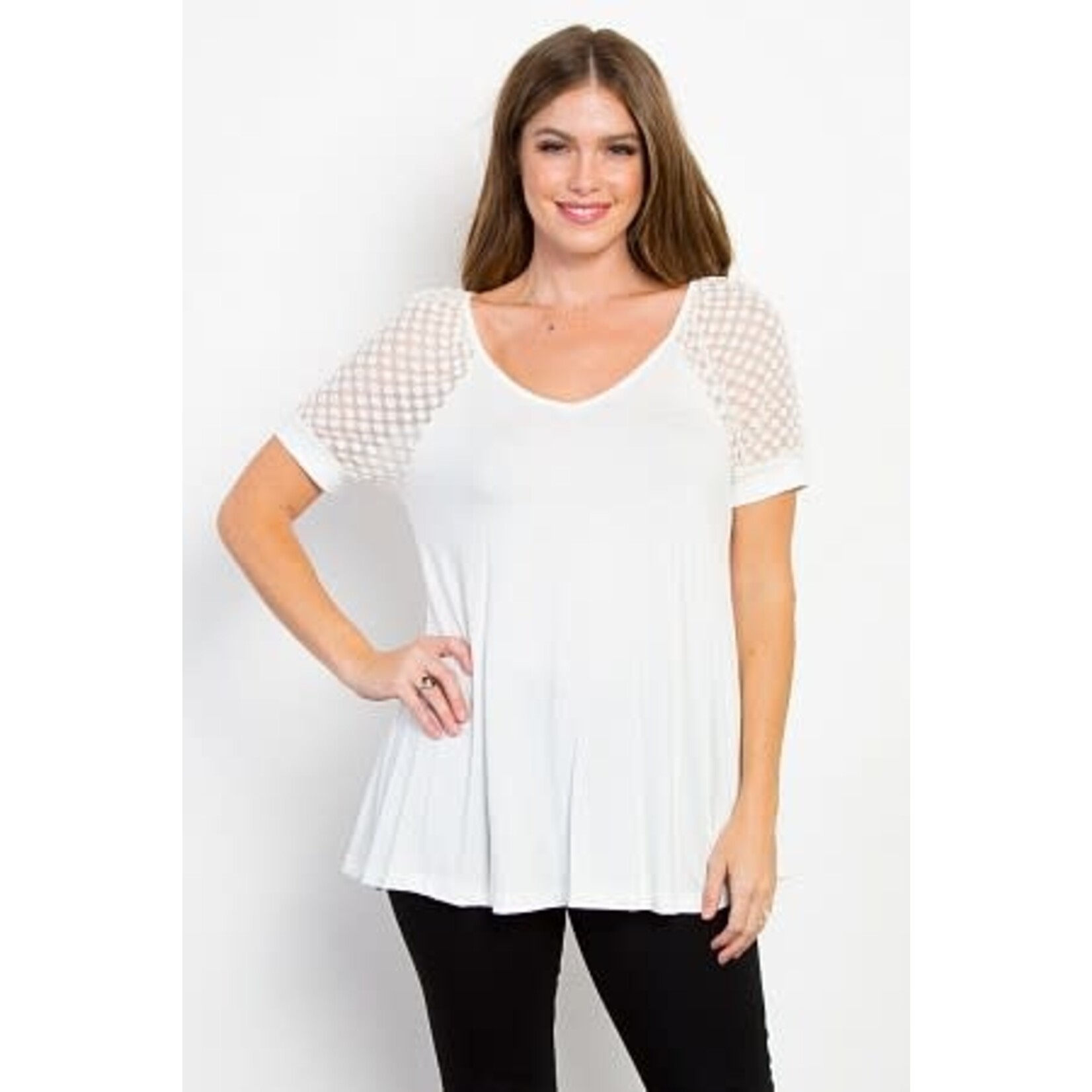 BE STAGE Lace Sleeve Top