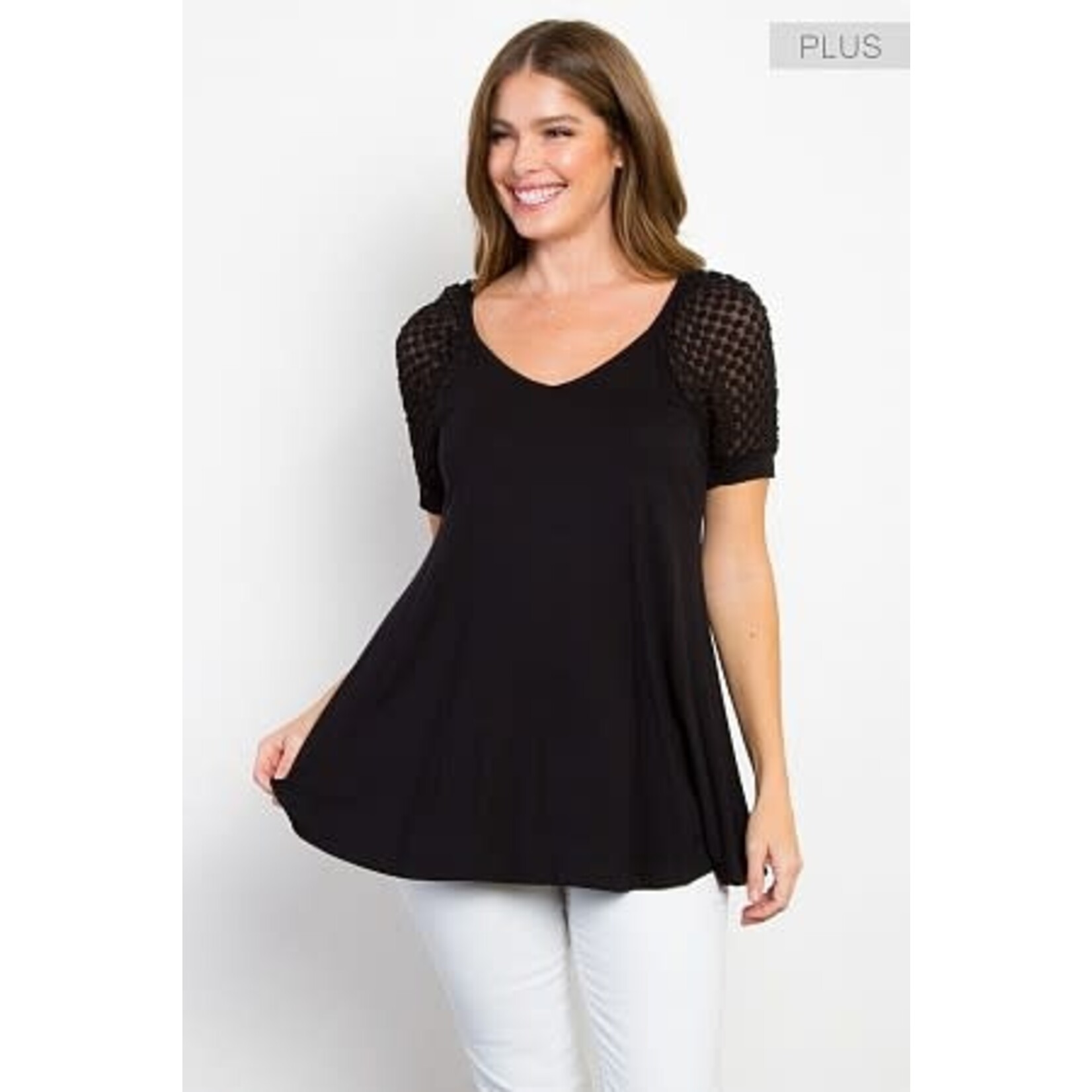 BE STAGE Lace Sleeve Top