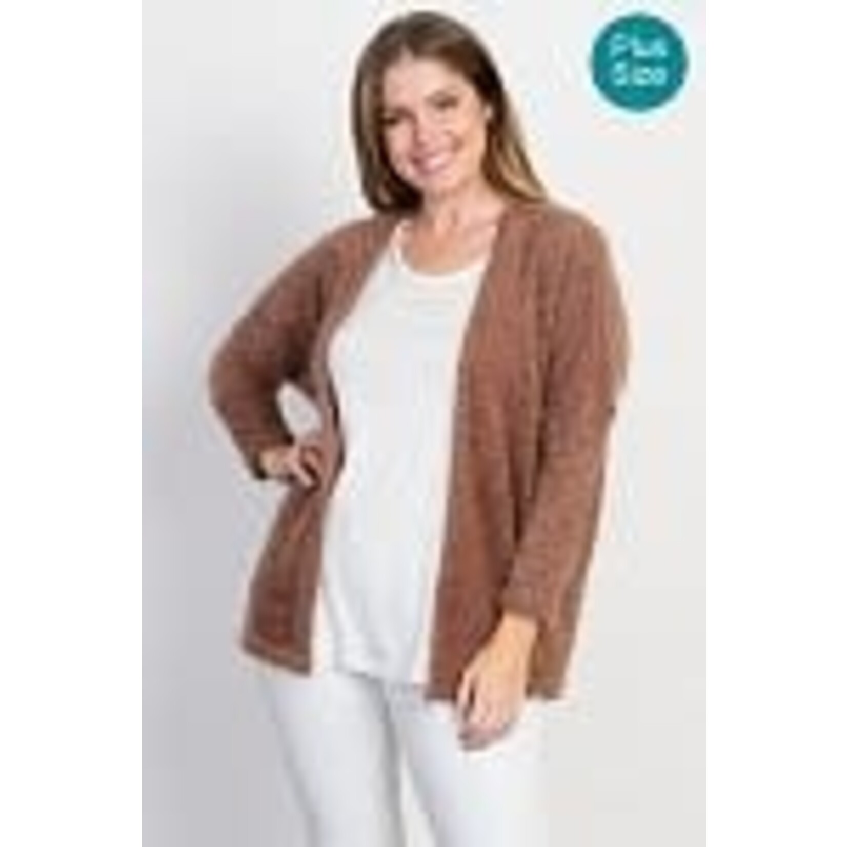 BE STAGE Feathered Cardigan - Acorn