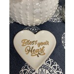 Totalee Bless Your Heart Trinket Tray in Heart Shape/ Gold Ltr.