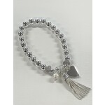 American Unique  Group Silver Beads w/ Tassel, Heart & Pearl