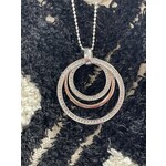 American Unique  Group Round Bling Necklace w/ Silver & Rose  Gold