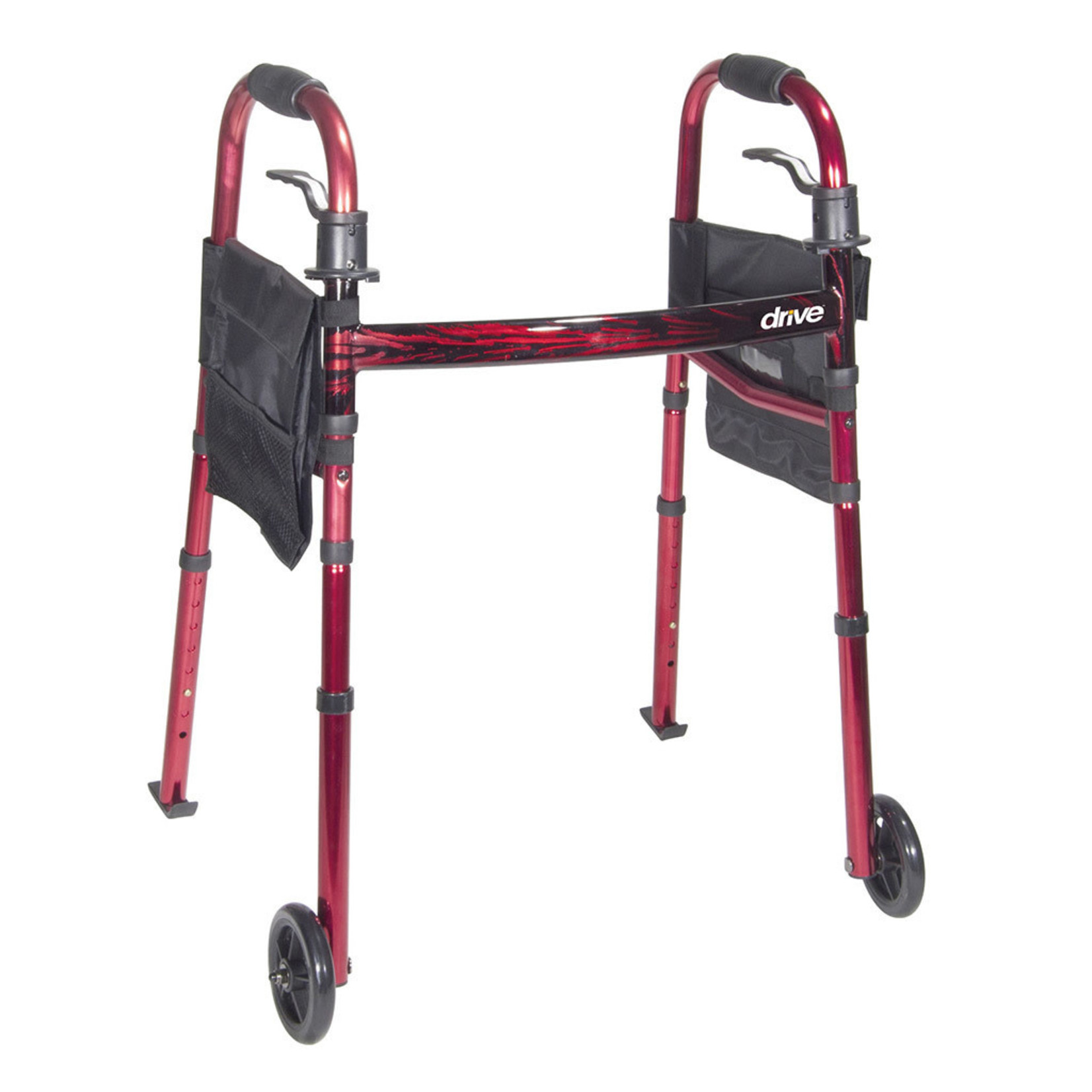 Drive Deluxe Folding Rolling Travel Walker with 5" Wheels