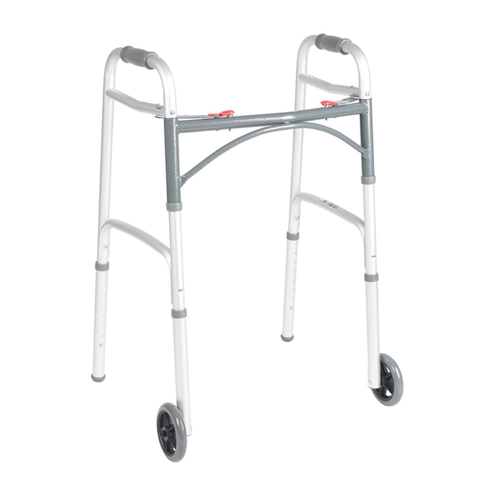 Drive Deluxe Folding Walker Two Button with 5" Wheels Rolling