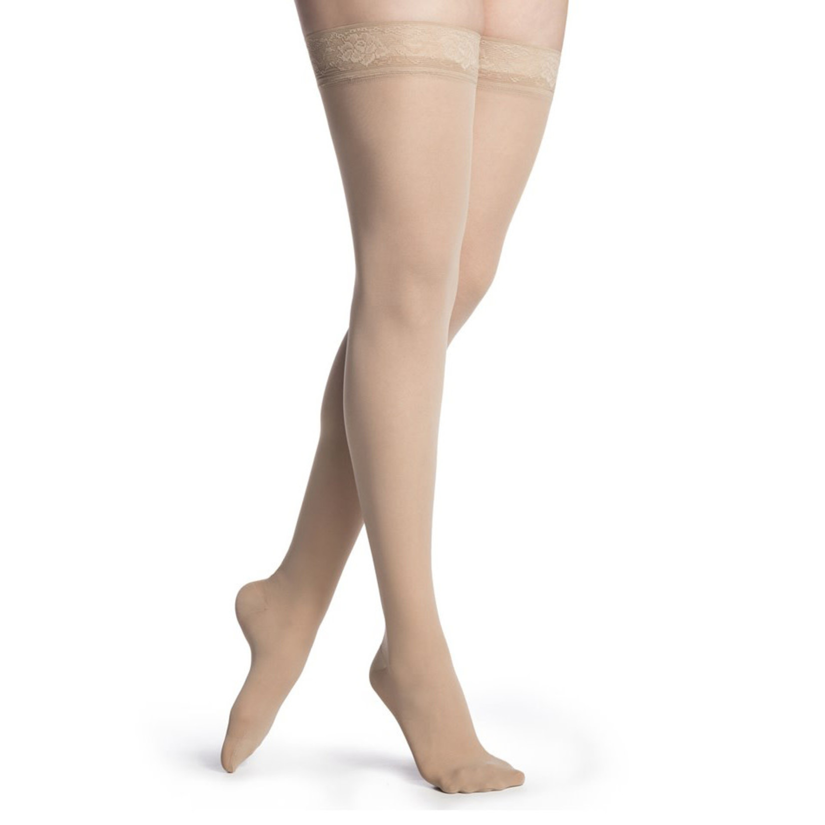 Sigvaris Women Medium Sheer Thigh High with Grip Top Compression Stockings