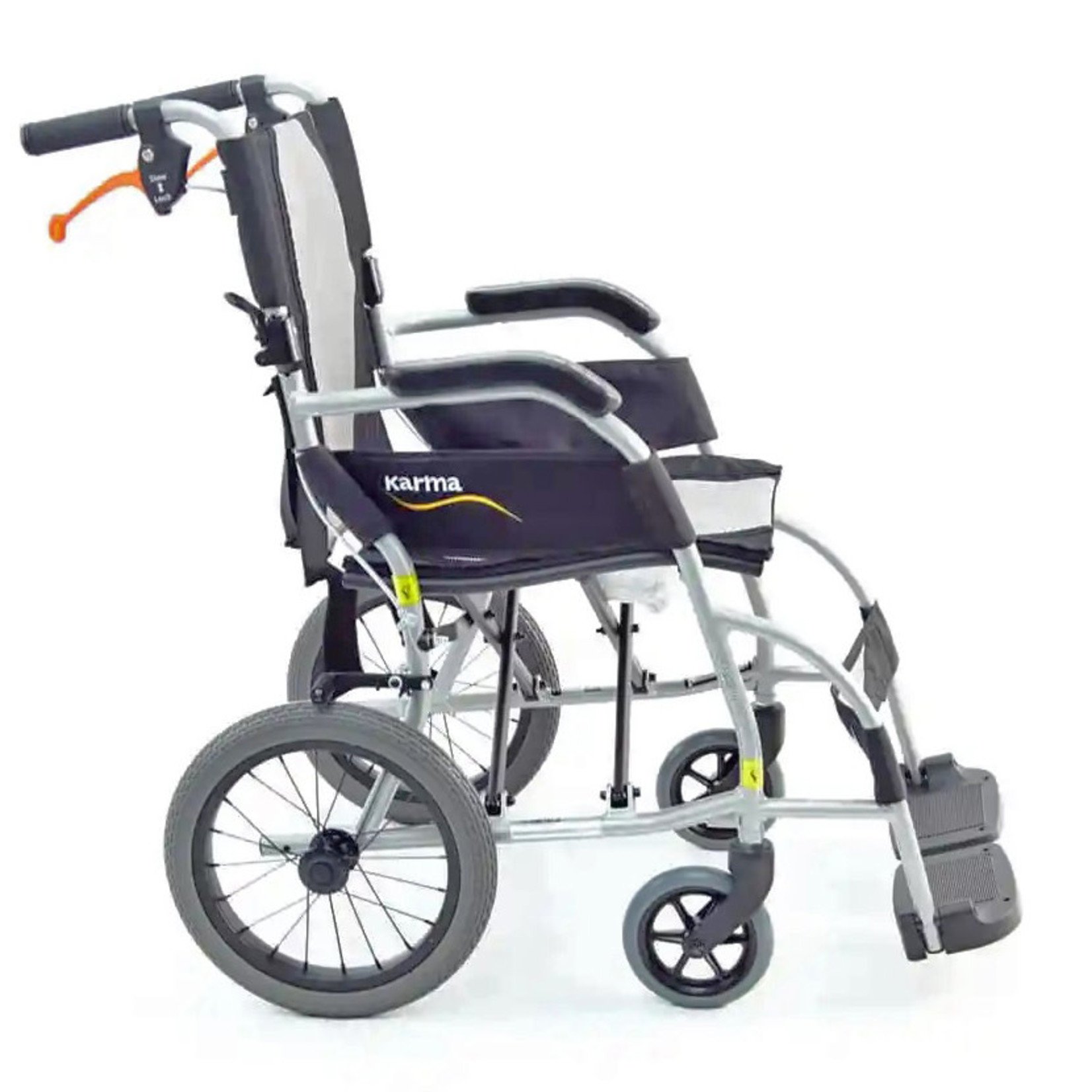 Karman Ergo Lite Ultra Lightweight Ergonomic Transport Wheelchair in Silver