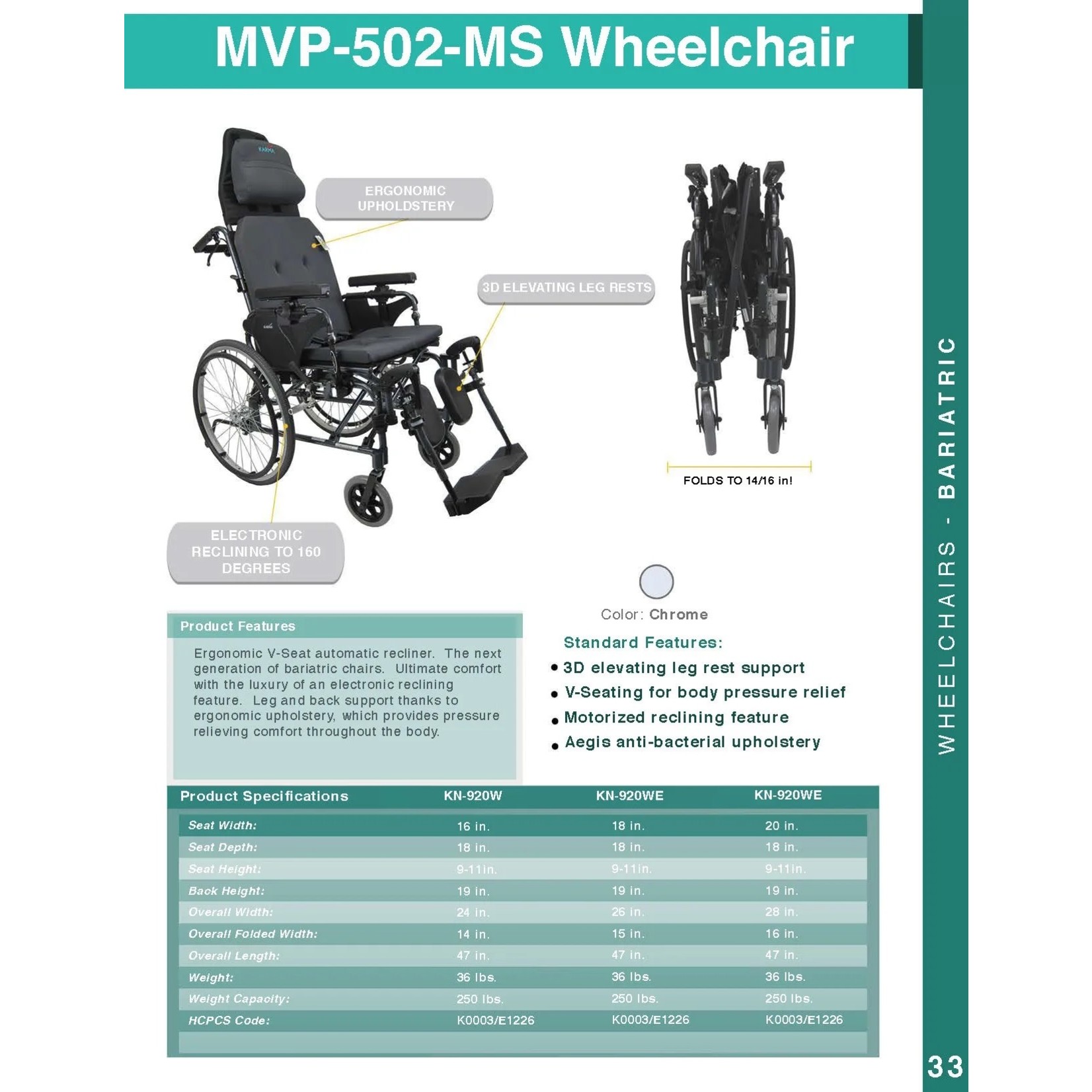 Karman MVP502 Lightweight Ergonomic Reclining Wheelchair