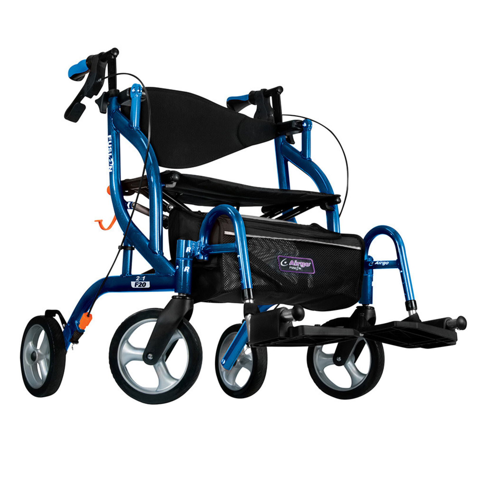 Drive Airgo Fusion F20 Side-Folding Rollator & Transport Chair Blue