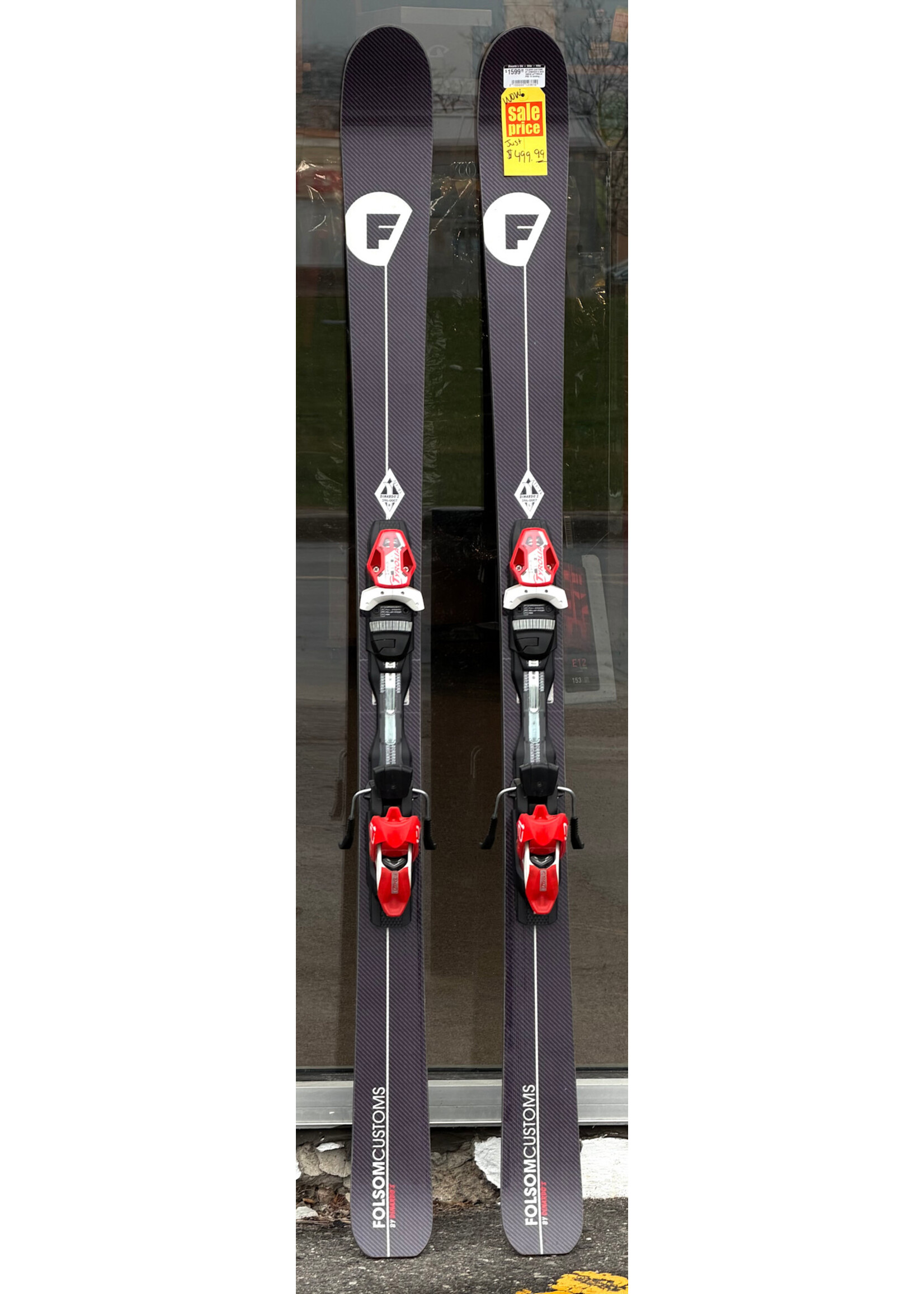 FOLSOM CUSTOMS BY DINARDO'S SKIS 168CM w/TYROLIA PRD 12 bindings RED