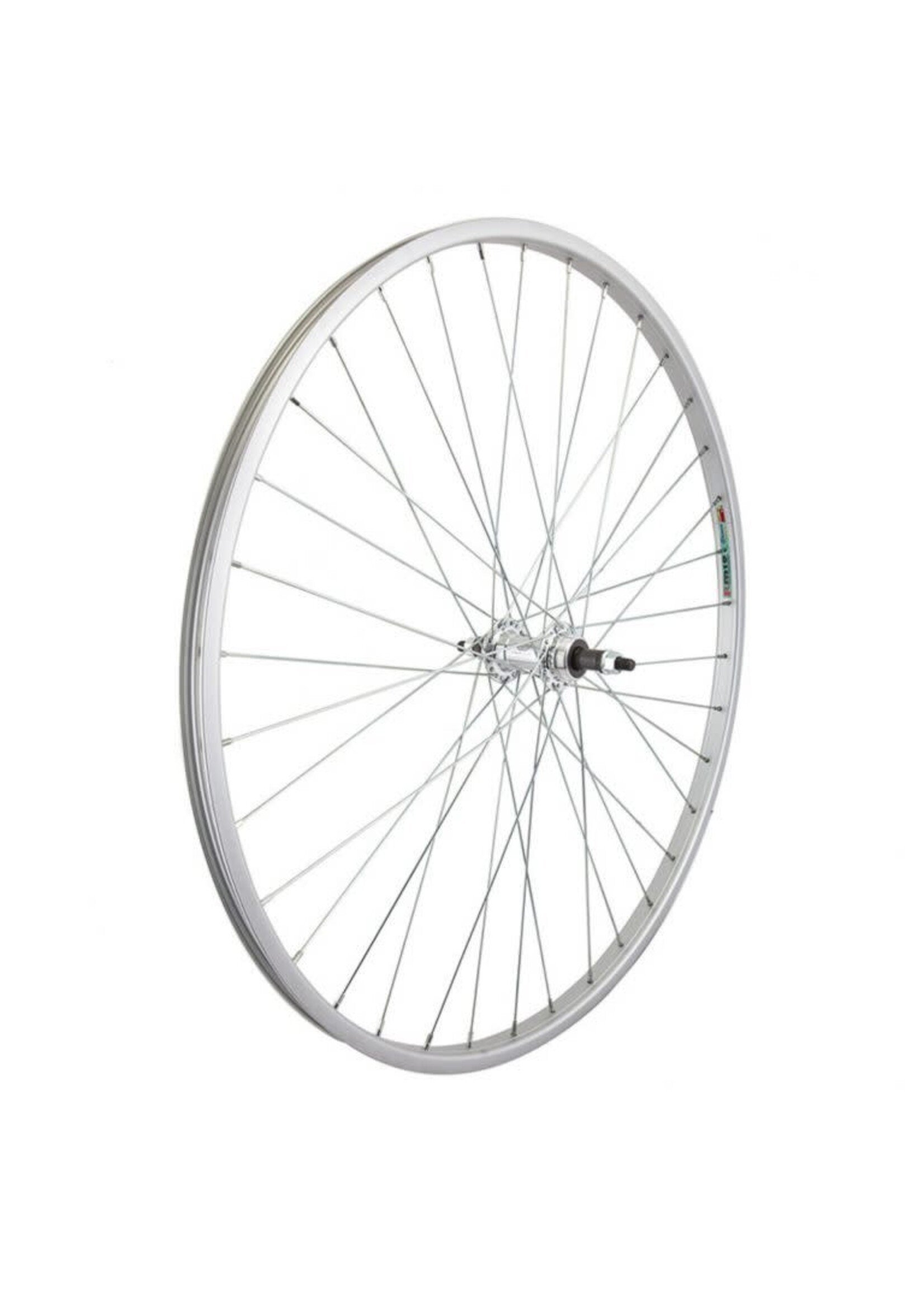 WHEEL - REAR 700C 36H FREEWHEEL SILVER ALLOY NUT