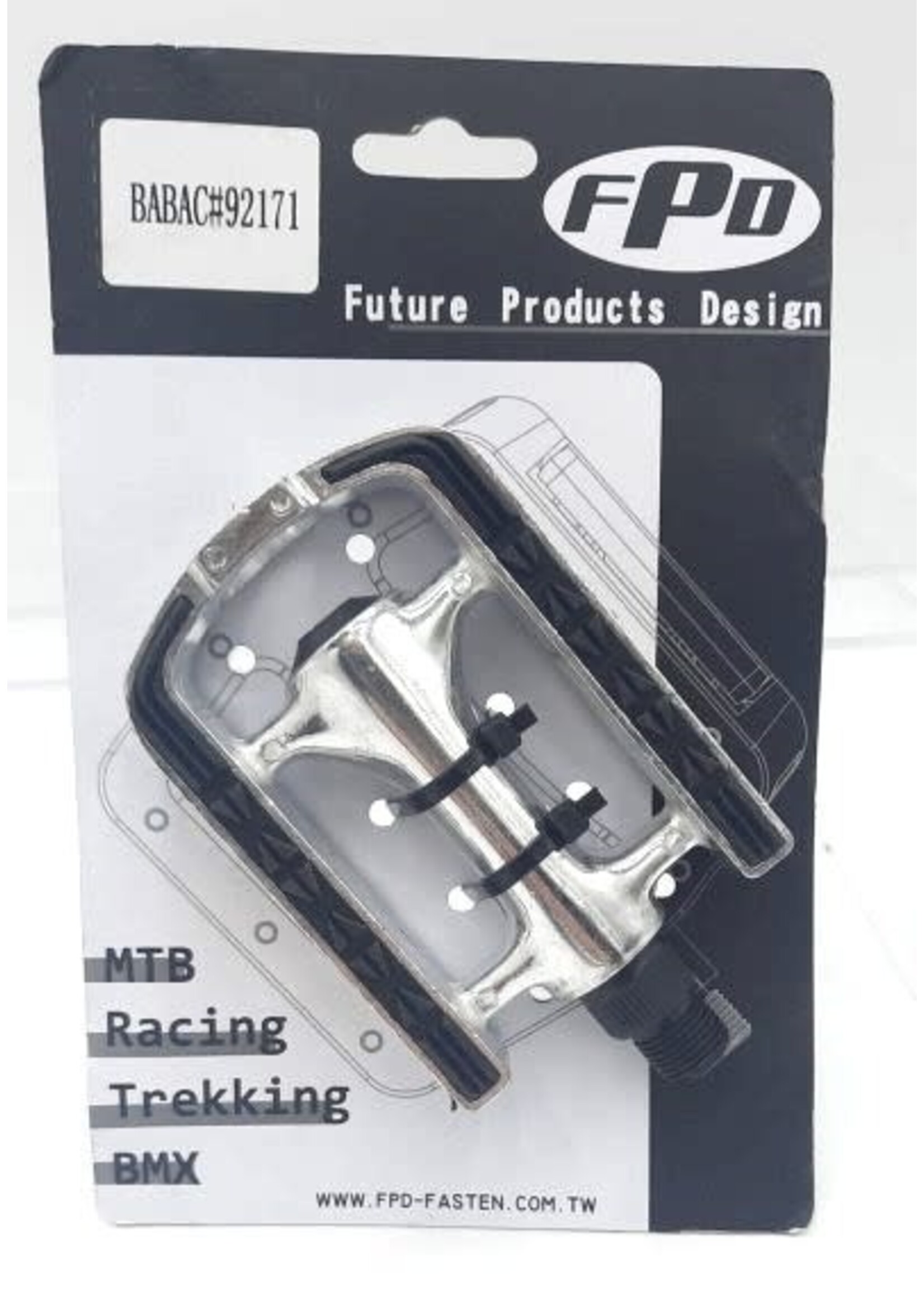 BBC / FPD BIKE PEDALS - 9/16 SILVER ALLOY RUBBER TOP