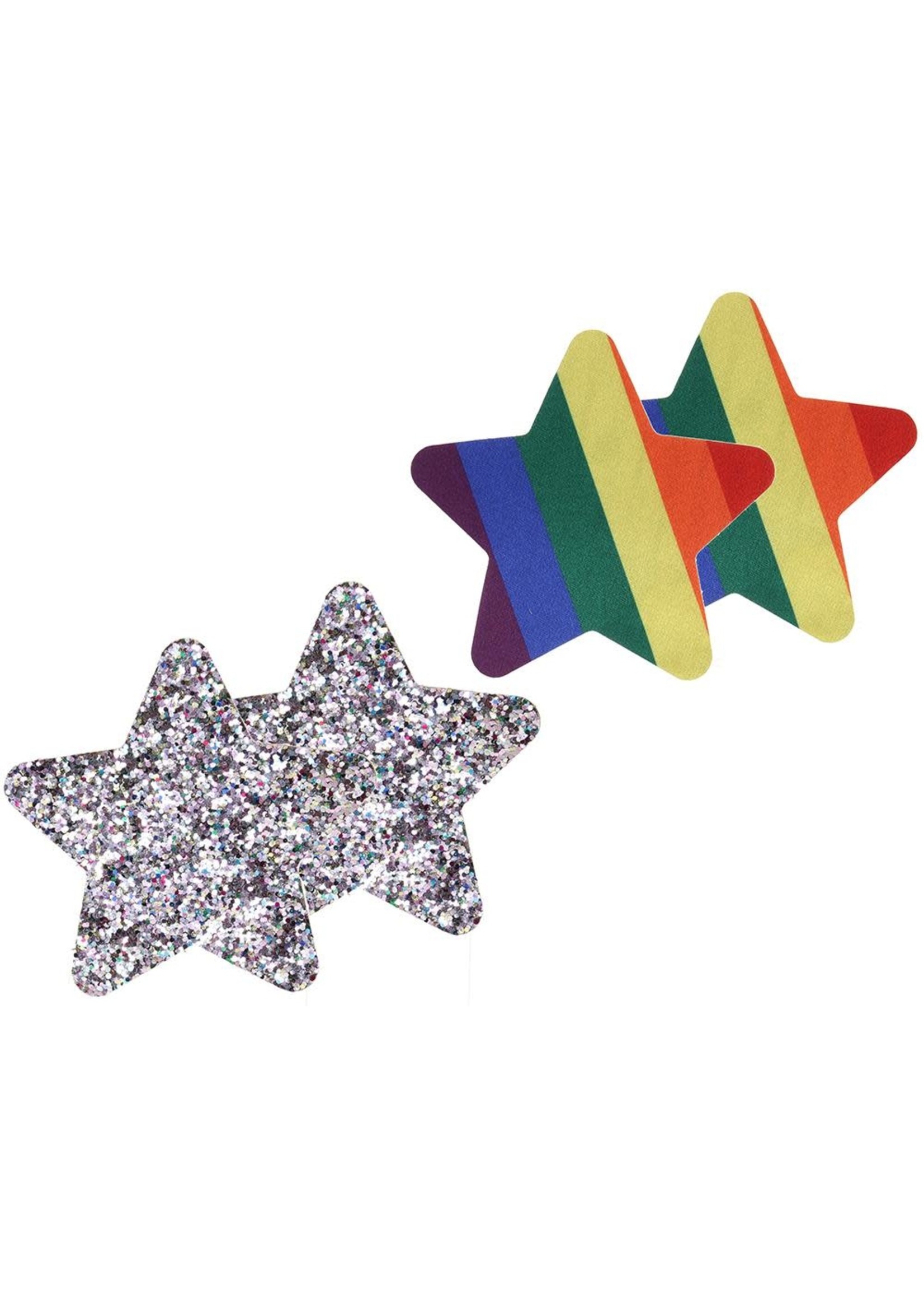 Pride and Rainbow Glitter Stars Nipple Pasties - Regular