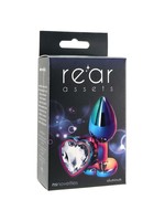 Rear Assets Small Aluminum Plug with Clear Heart Gem in Multicolor