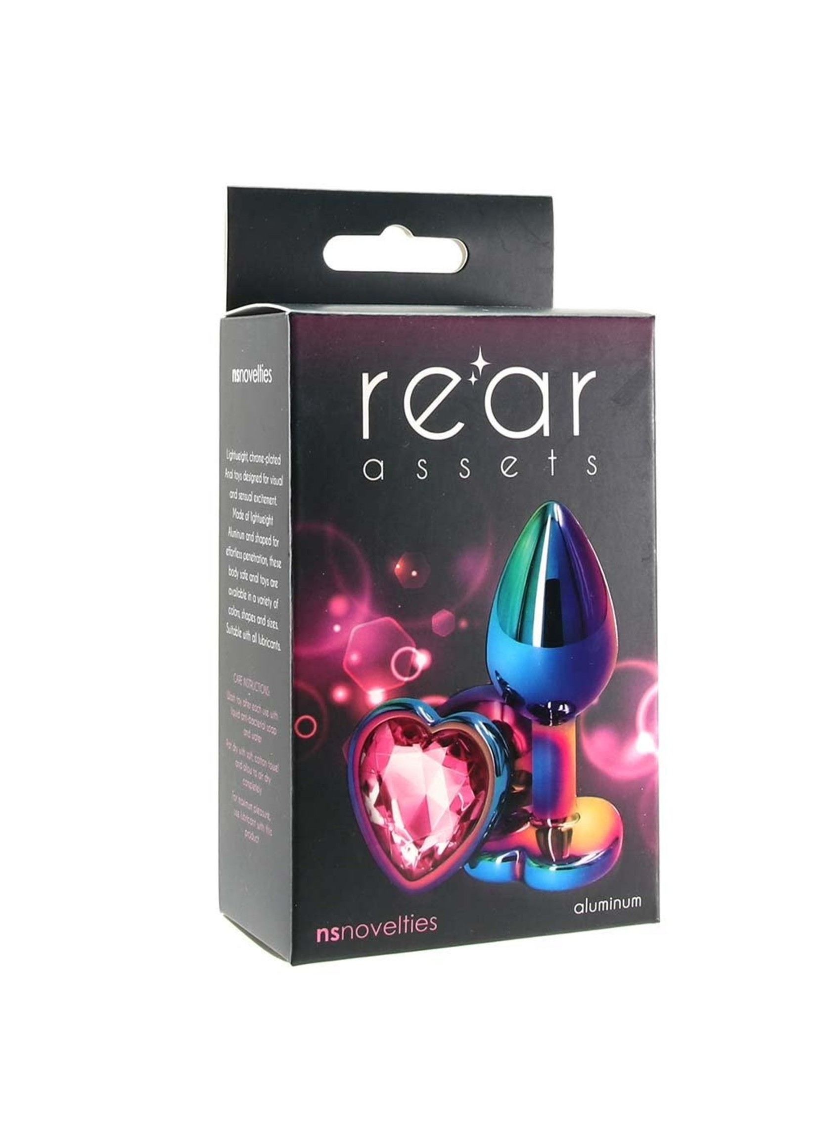 Rear Assets Small Aluminum Plug with Pink Heart Gem in Multicolor