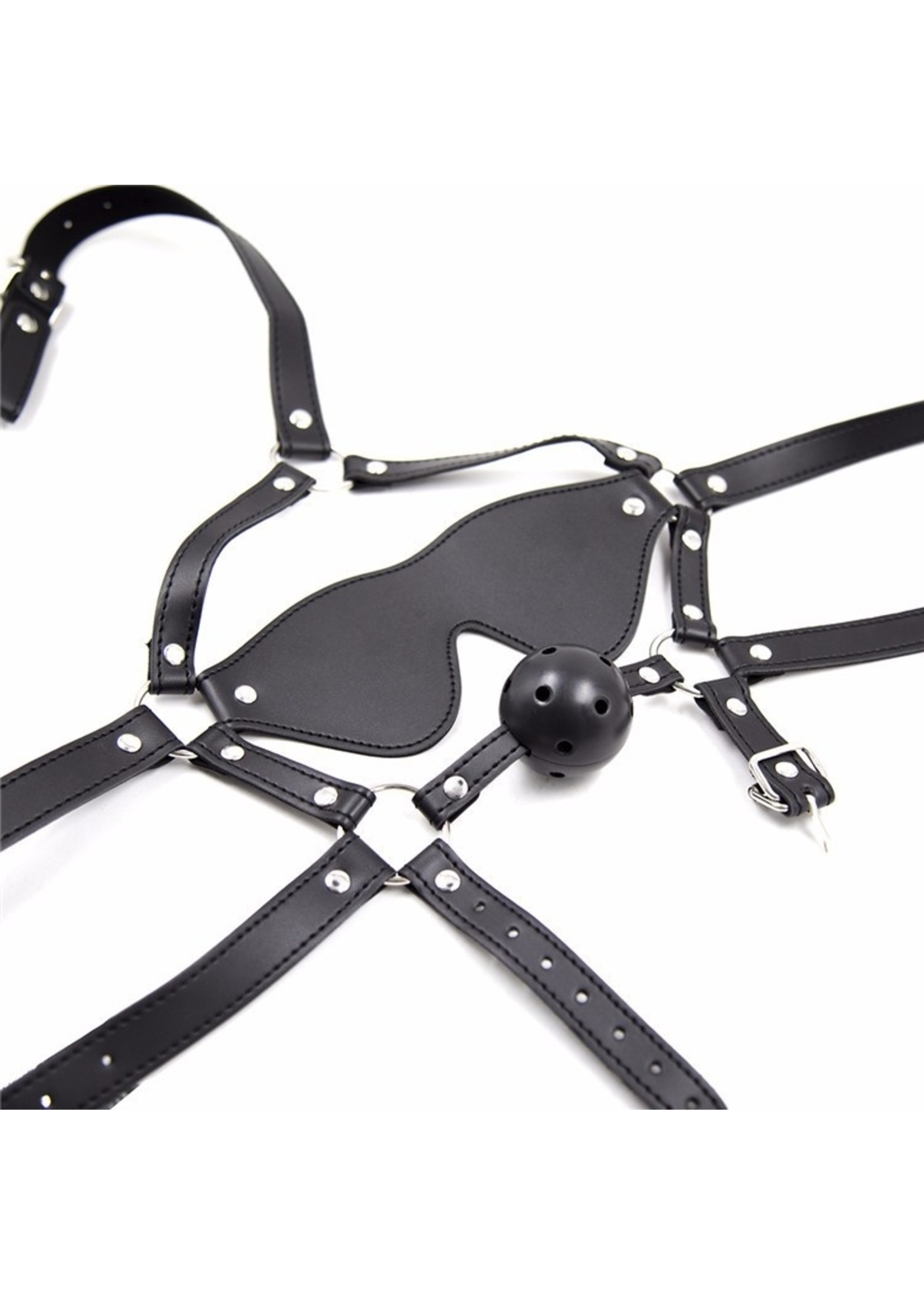 Leather Face Harness w Gag Ball