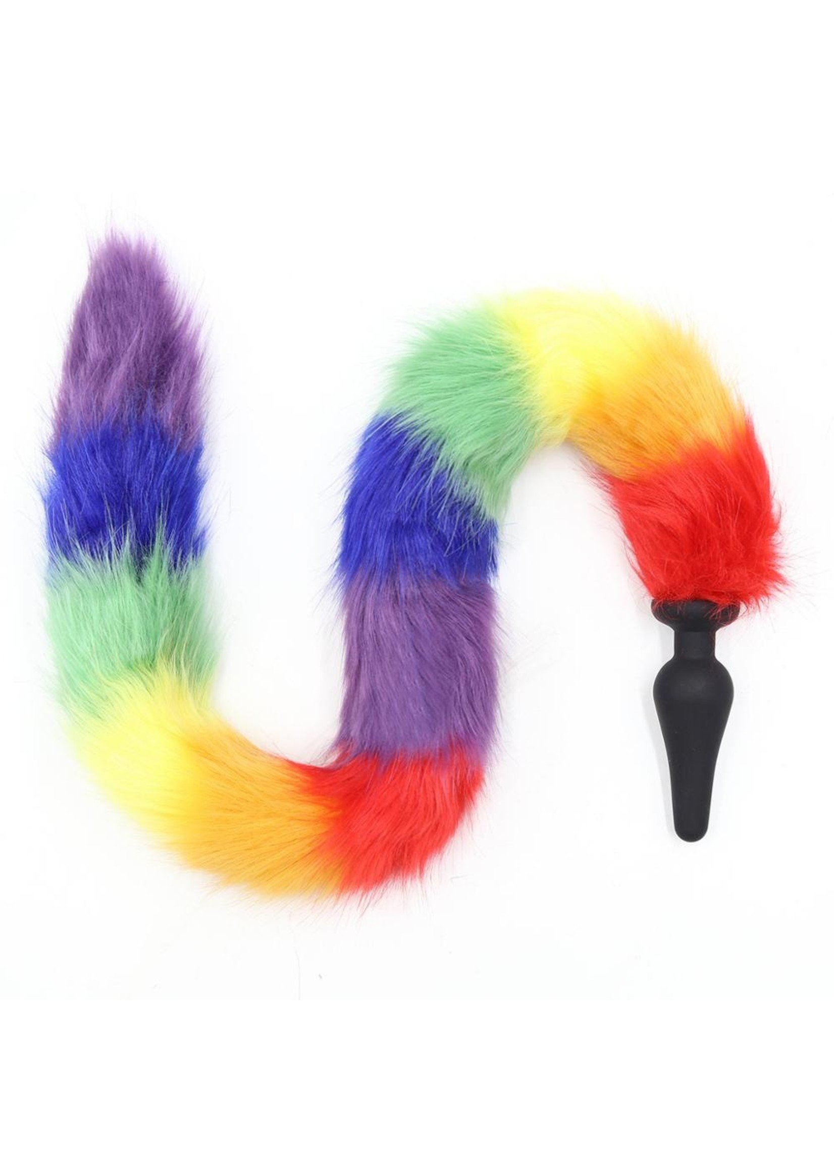 Bad Baby's Fur Rainbow Pride Tail - Silicone Anal  Plug