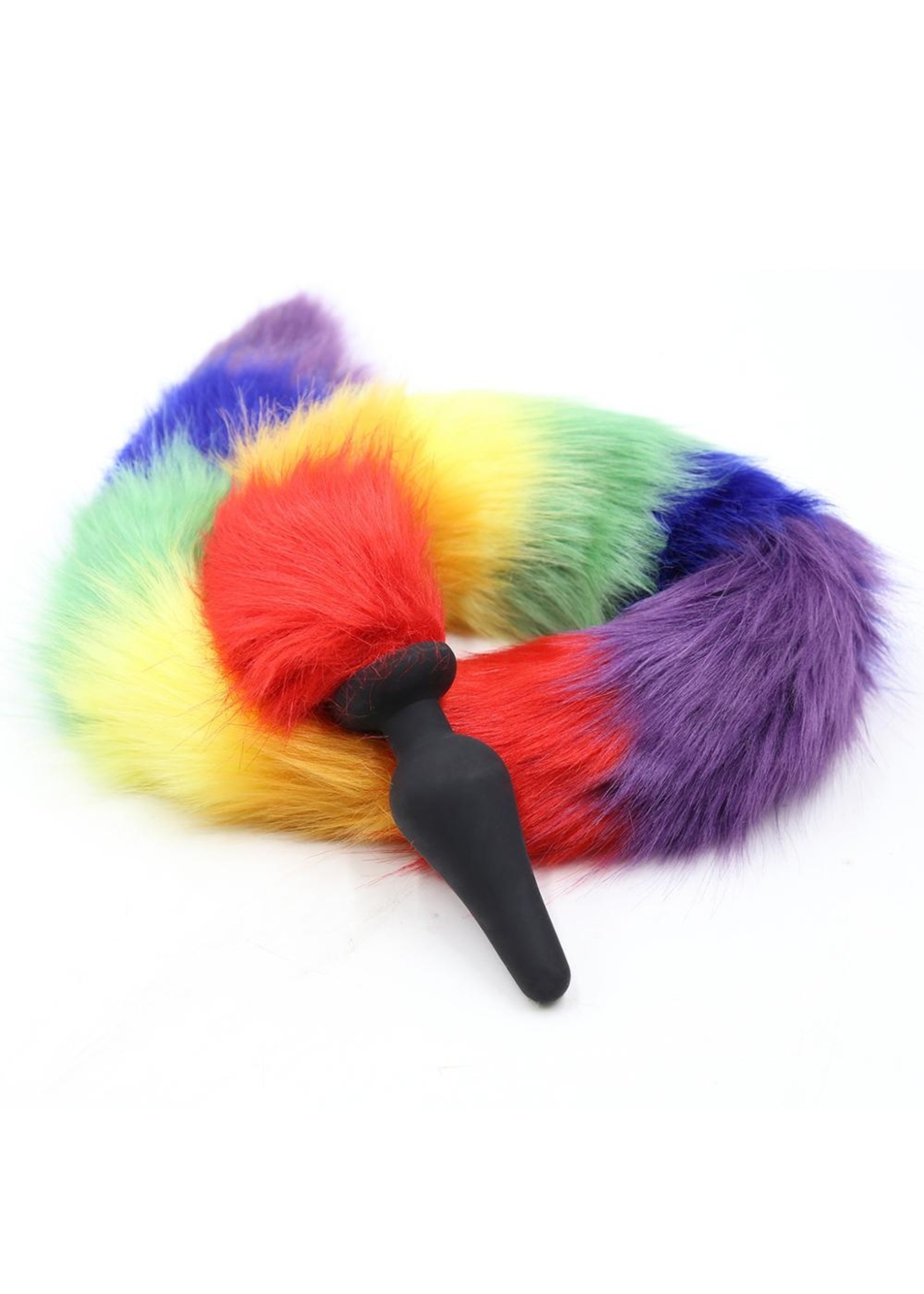 Bad Baby's Fur Rainbow Pride Tail - Silicone Anal  Plug