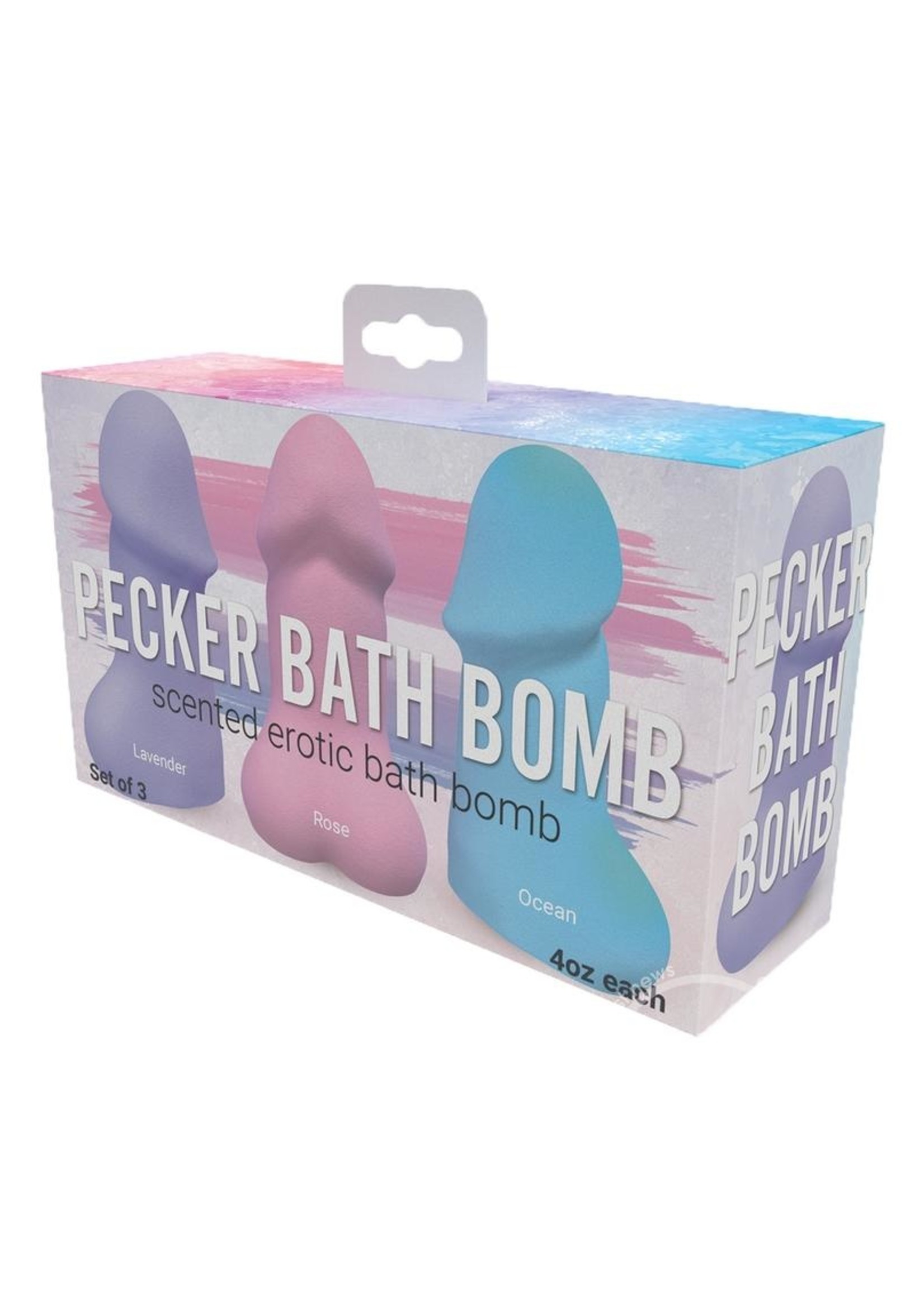 Pecker Bath Bomb Scented Erotic Bath Bomb Set of 3 Assorted Colors 4 Ounce Each