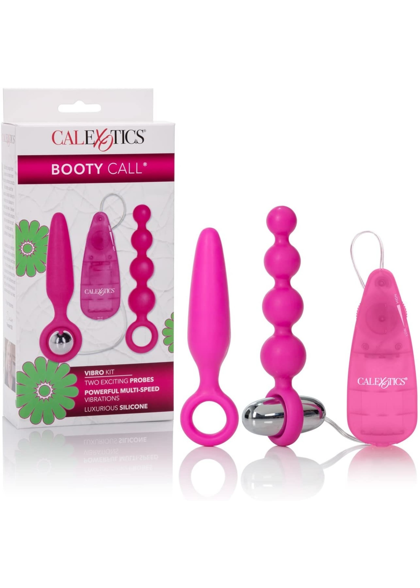 Booty Call Booty Vibro Kit Silicone Wired Remote Control Anal Probes in Pink
