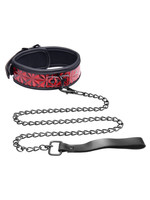 Master Series Crimson Tied Chained Collar with Leash in Red & Black