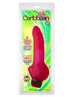 Jelly Caribbean Number 3 Jelly Vibrator with Clitoral Stimulator 8in in Red