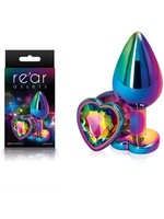 Rear Assets Multicolor Heart Anal Plug  Small in Rainbow