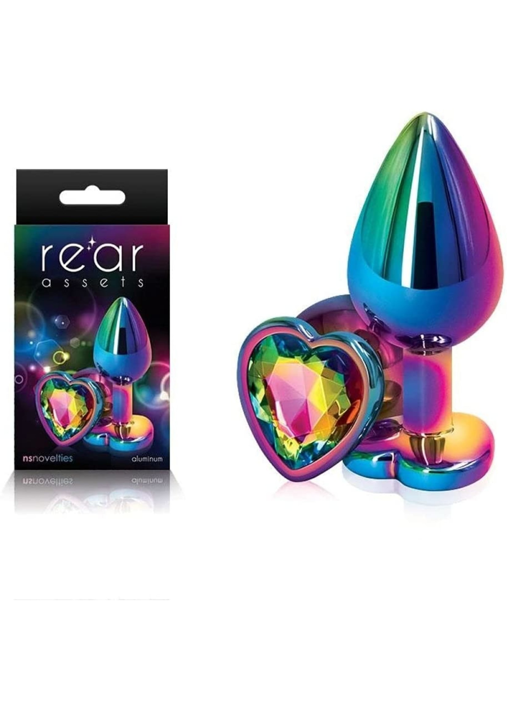 Rear Assets Multicolor Heart Anal Plug  Small in Rainbow