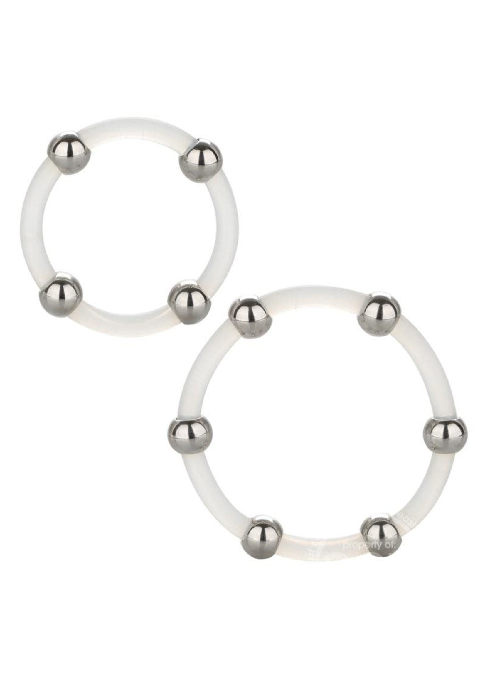 Steel Beaded Silicone Ring Set (2 per set) - Large/XLarge in Clear