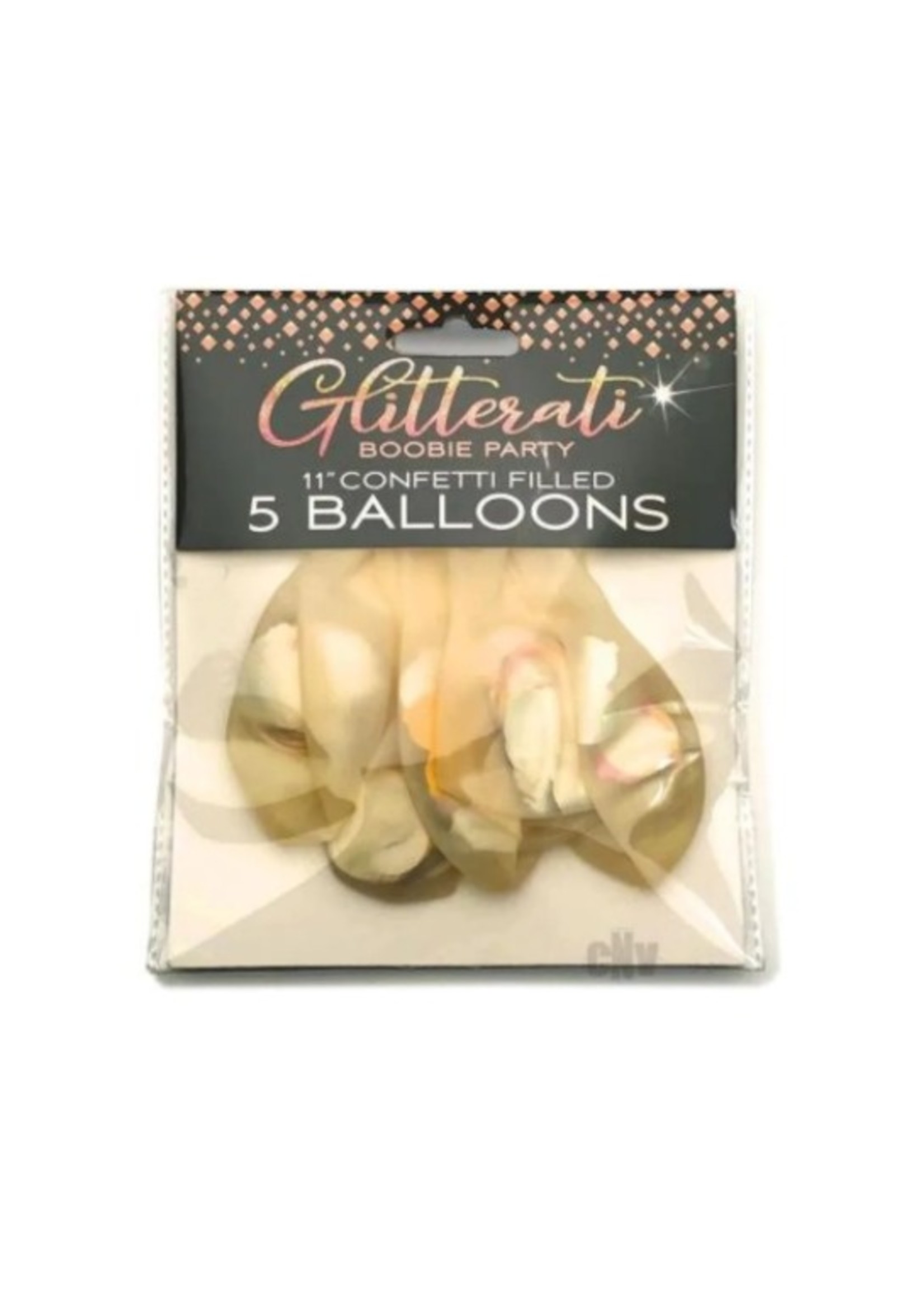 Glitterati Boobie Confetti Balloons (5 per Pack) - Assorted Colors
