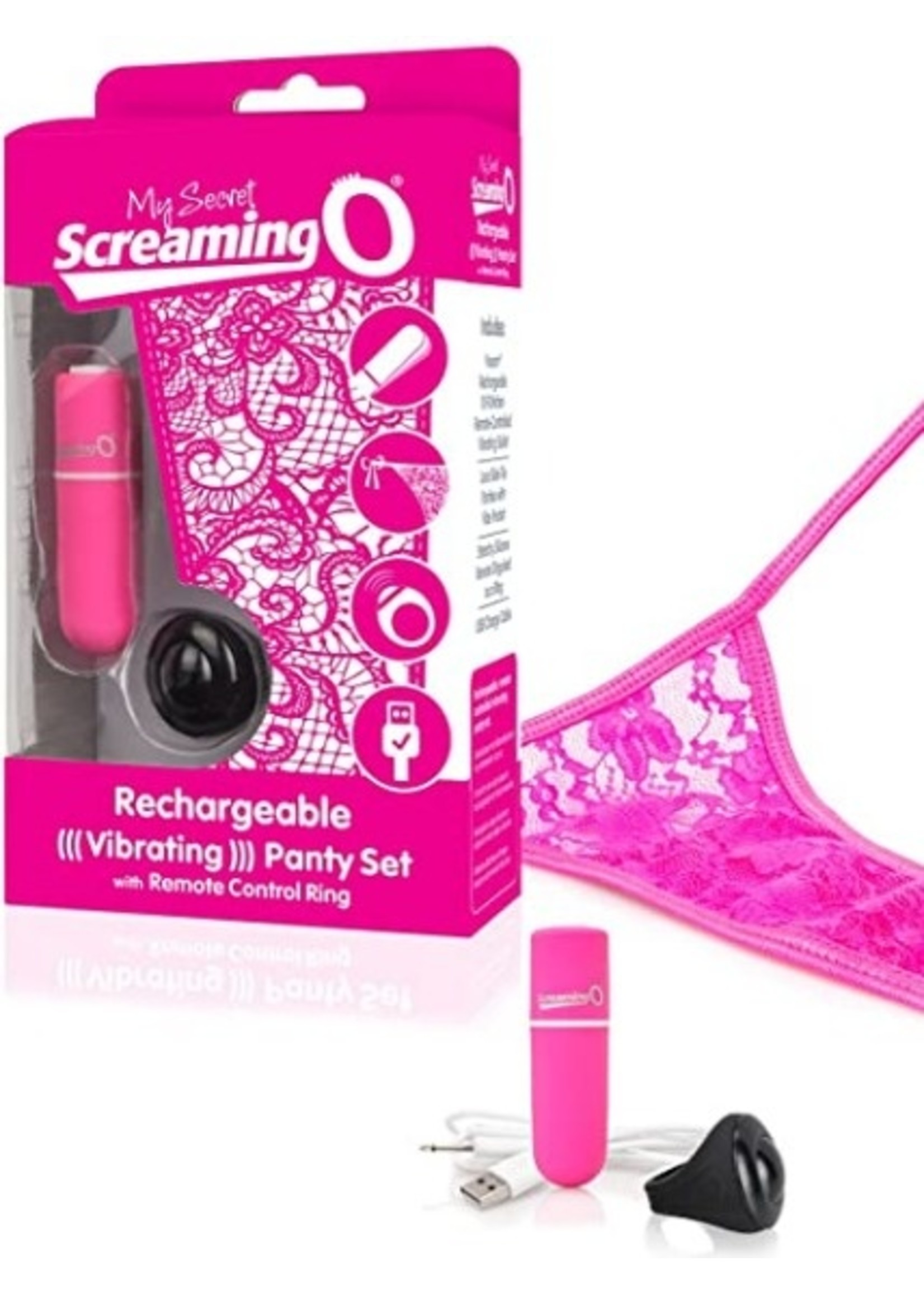 My Secret USB Rechargeable Vibrating Panty Set with Silicone Remote Control Ring
