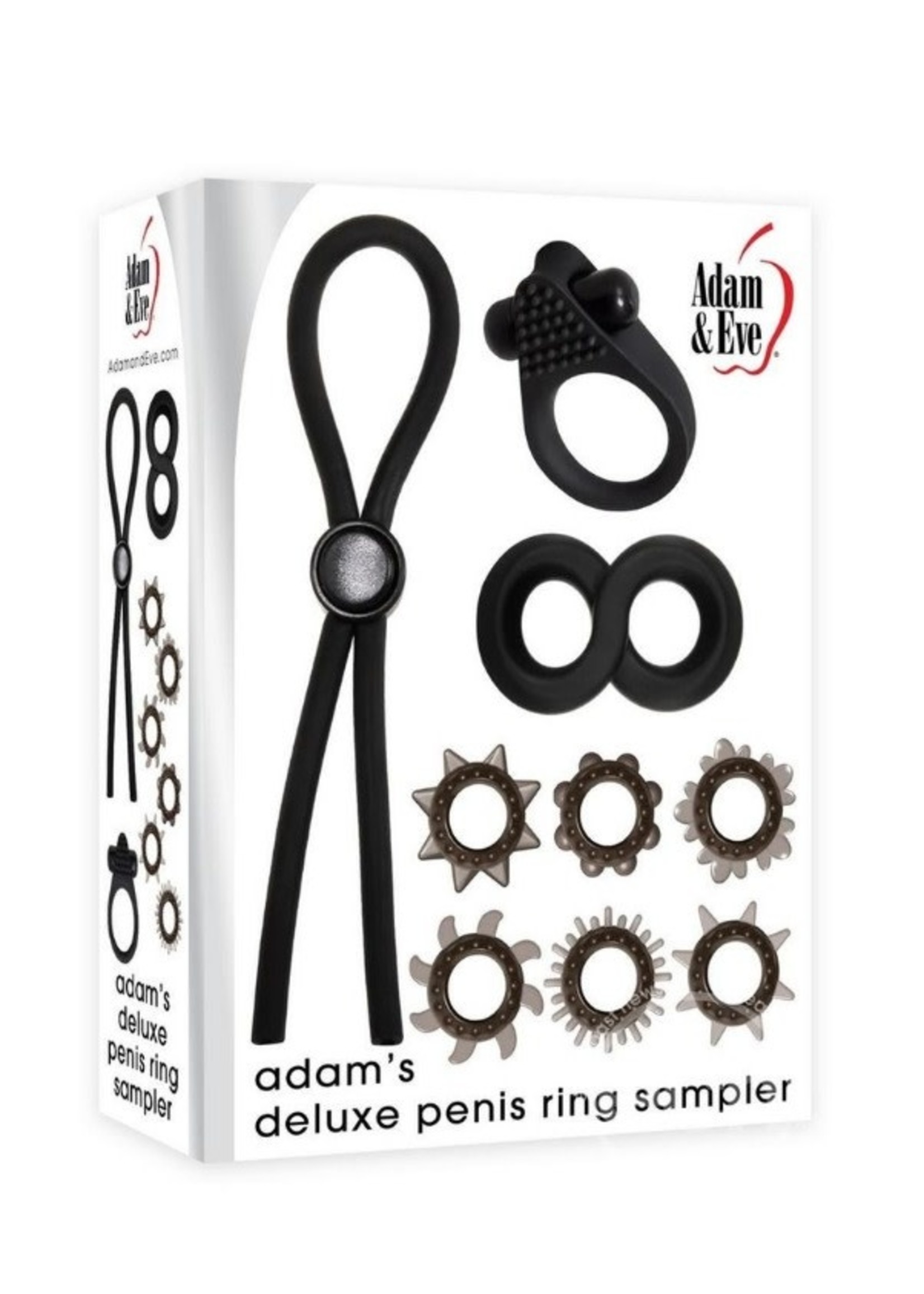 Adam & Eve Adam's Deluxe Penis Ring Sampler - Black