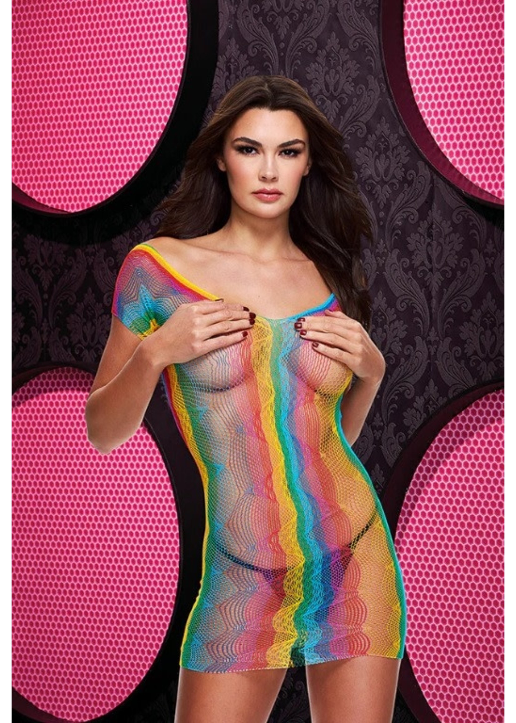 Worlds Jaquard Rainbow Mini Dress