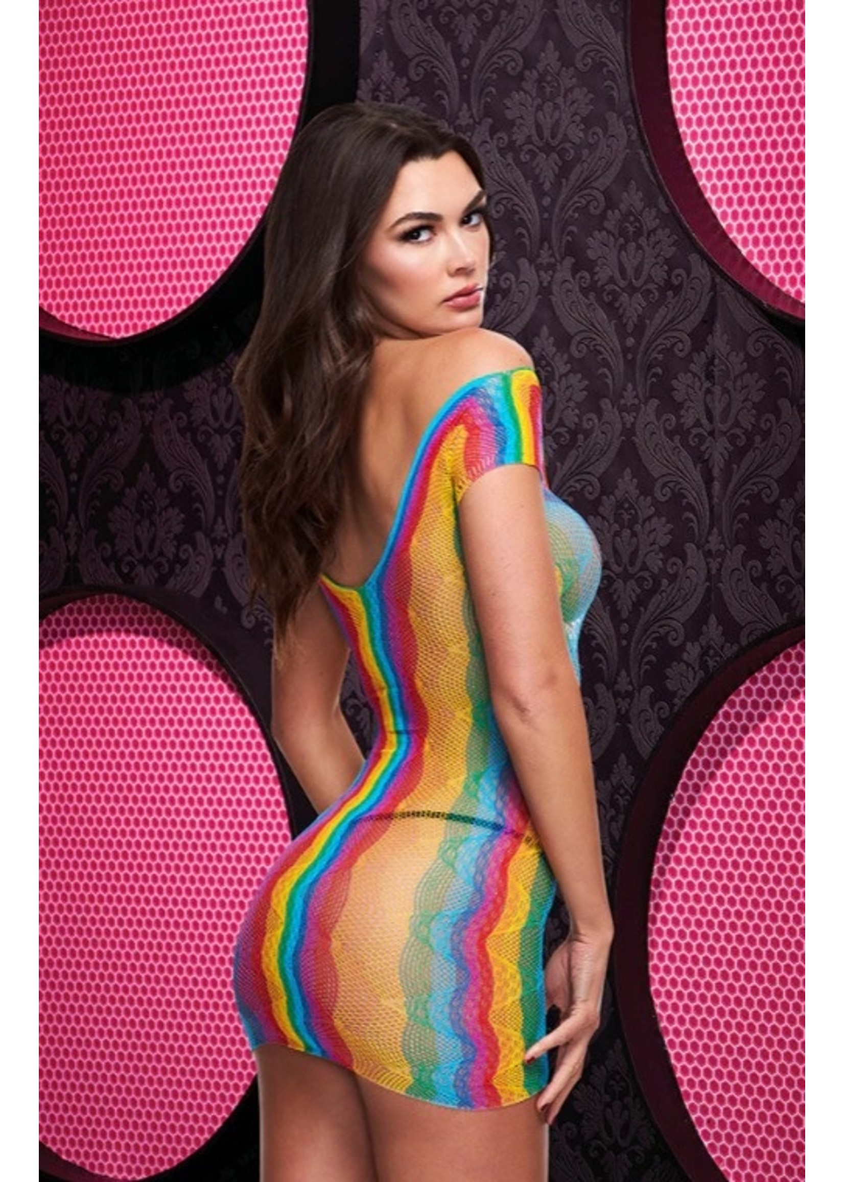 Worlds Jaquard Rainbow Mini Dress