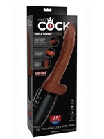 King Cock Plus Rechargeable Thrusting Dildo with Balls 7.5in - Chocolate