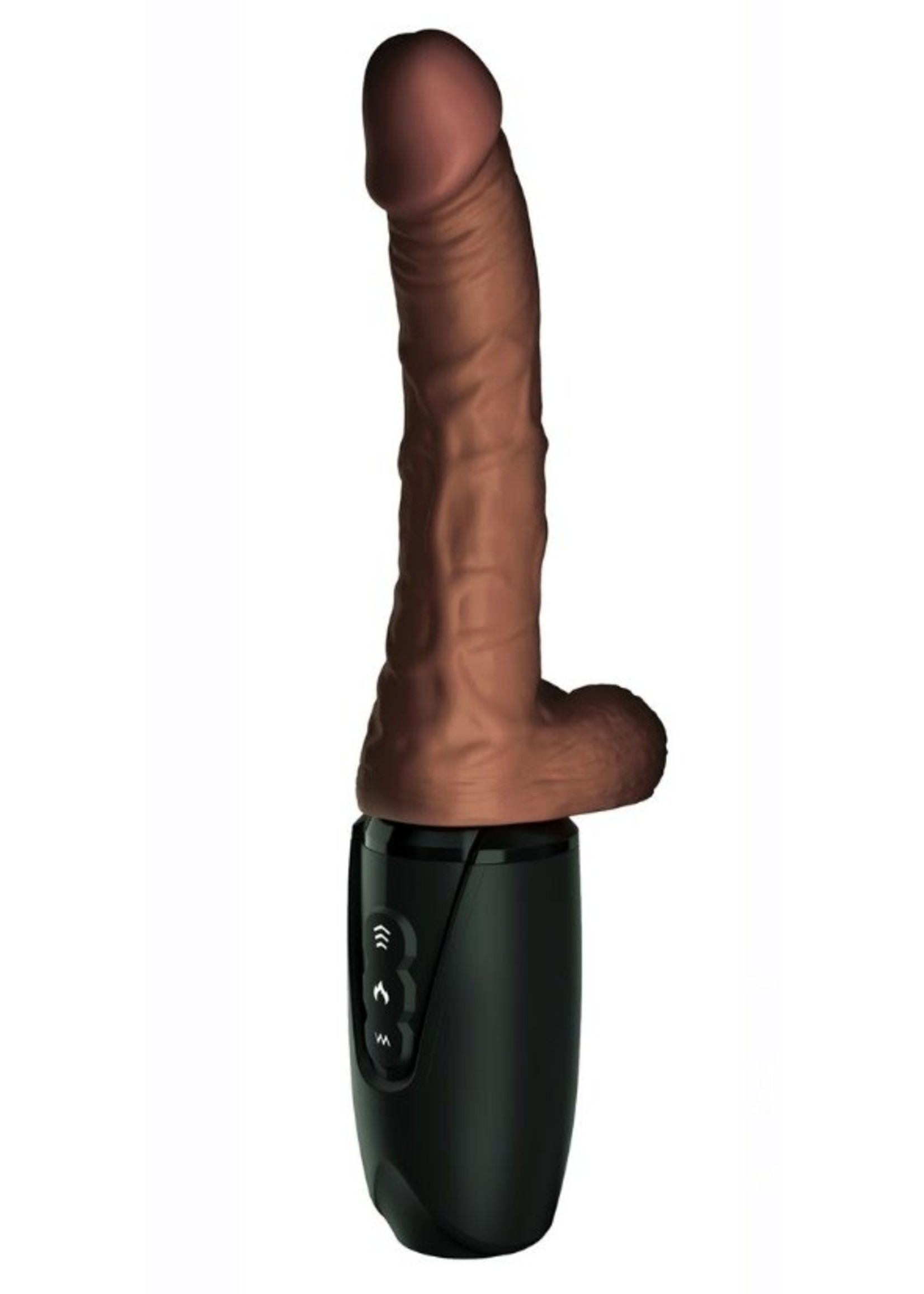 King Cock Plus Rechargeable Thrusting Dildo with Balls 7.5in - Chocolate