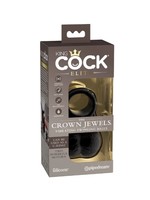 King Cock Elite Crown Jewels Vibrating Rechargeable Silicone Balls and Cockring - Black