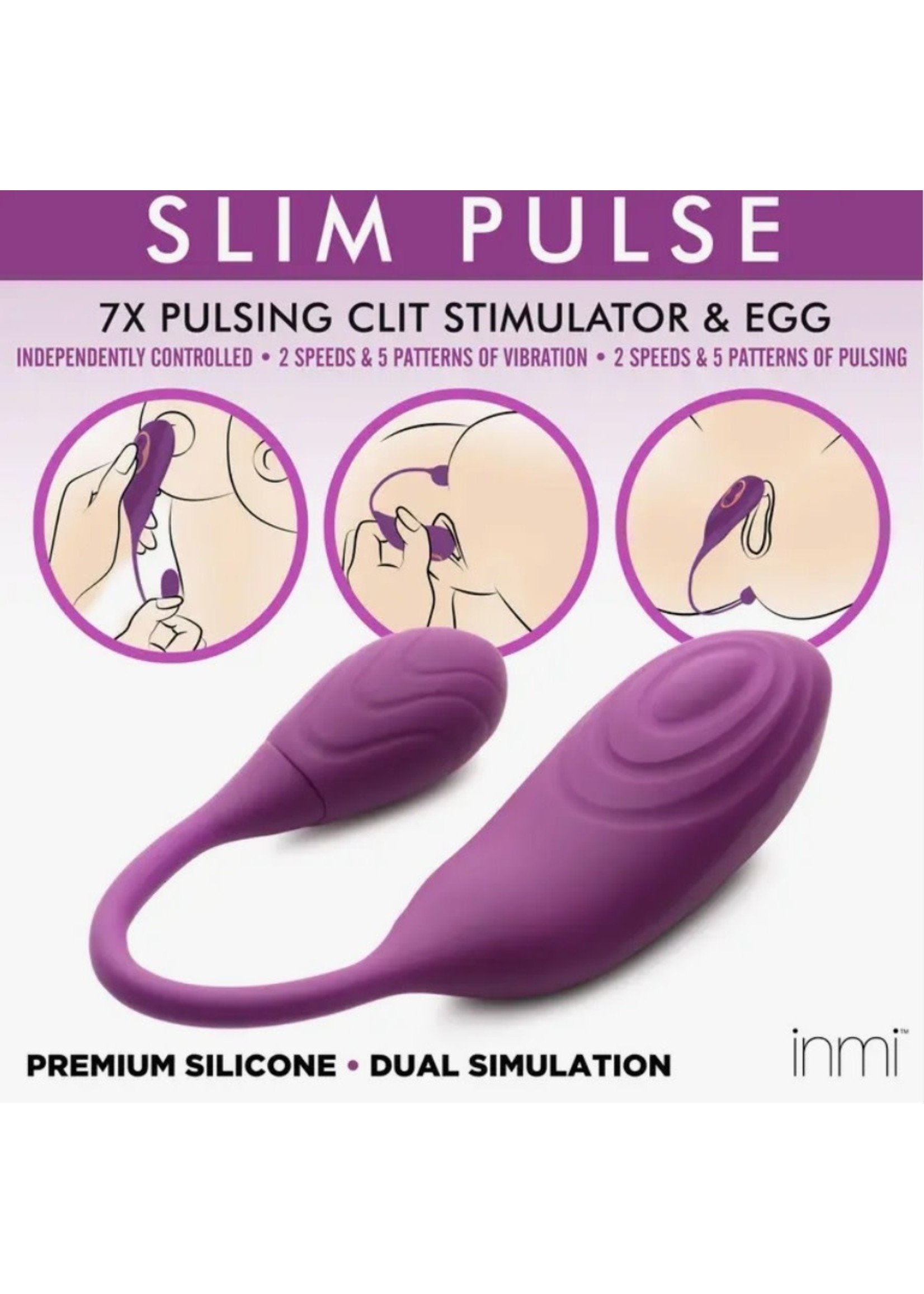 Slim Pulse 7X Pulsating Silicone Stimulator & Vibrating Egg