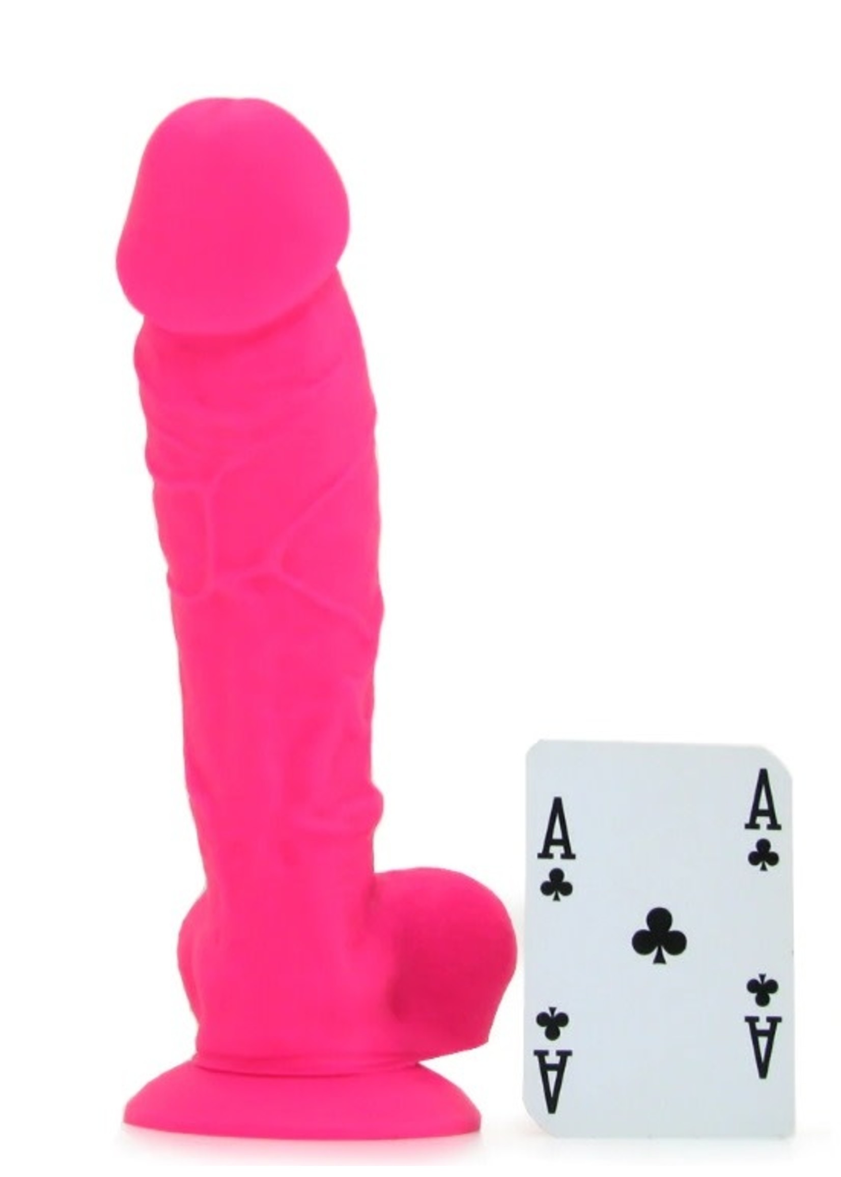 Large Silicone Colours Dildo in Pink 8"