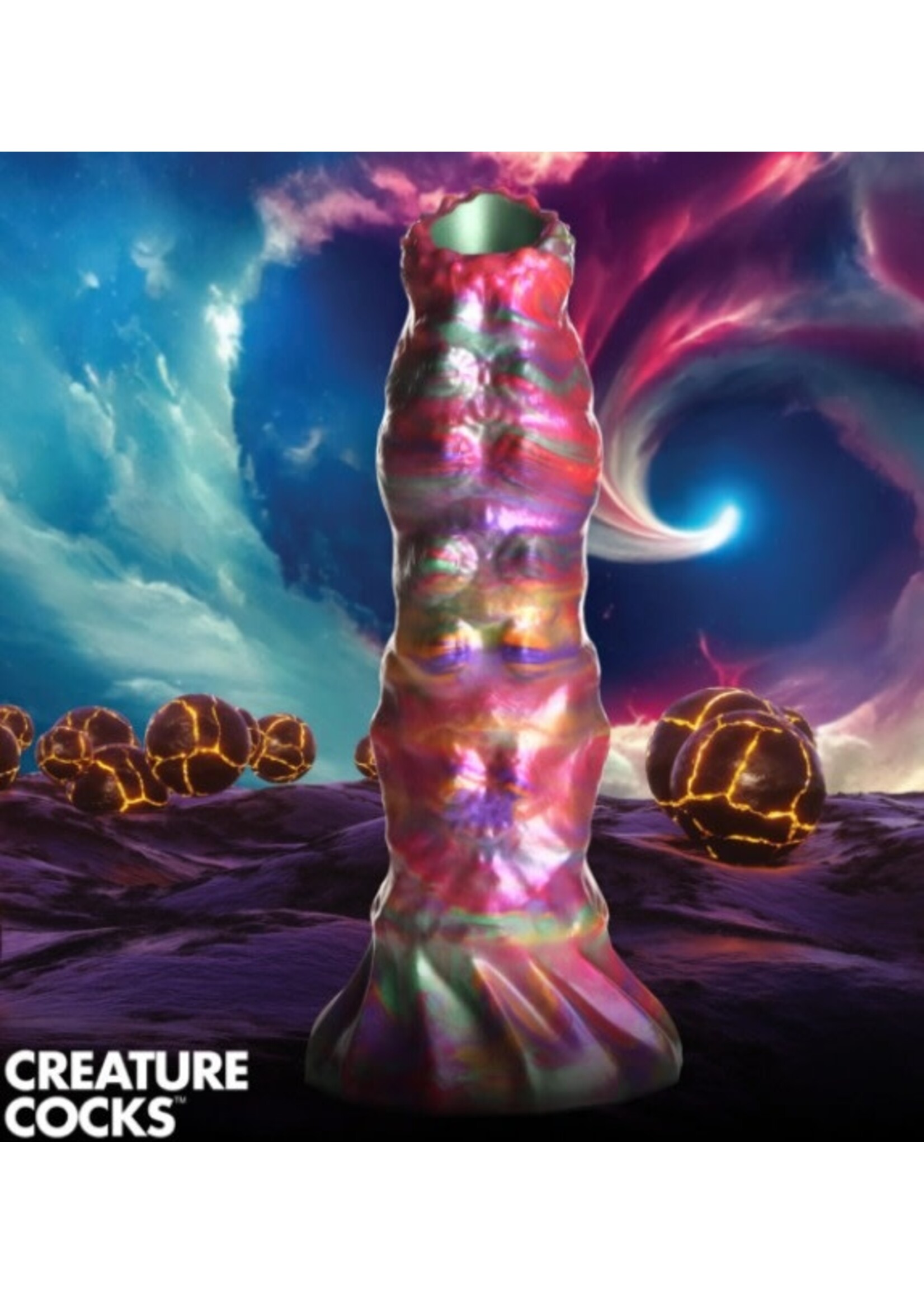 Creature Cocks Larva Silicone Ovipositor Dildo with Eggs - Multicolor