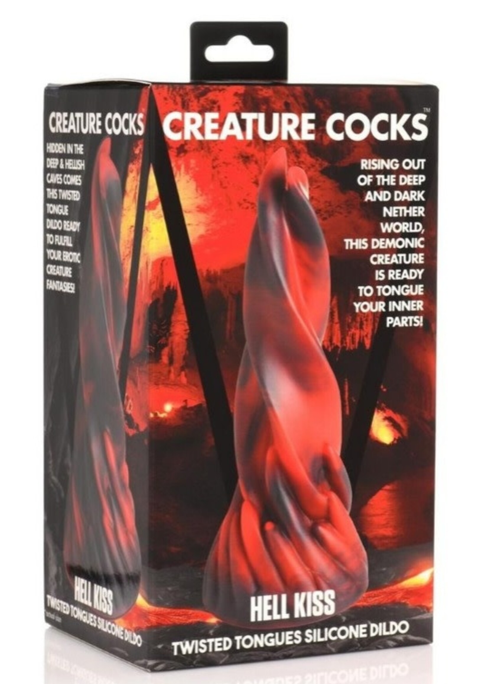 Creature Cocks Hell Kiss Twisted Tongues Silicone Dildo - Red/Black