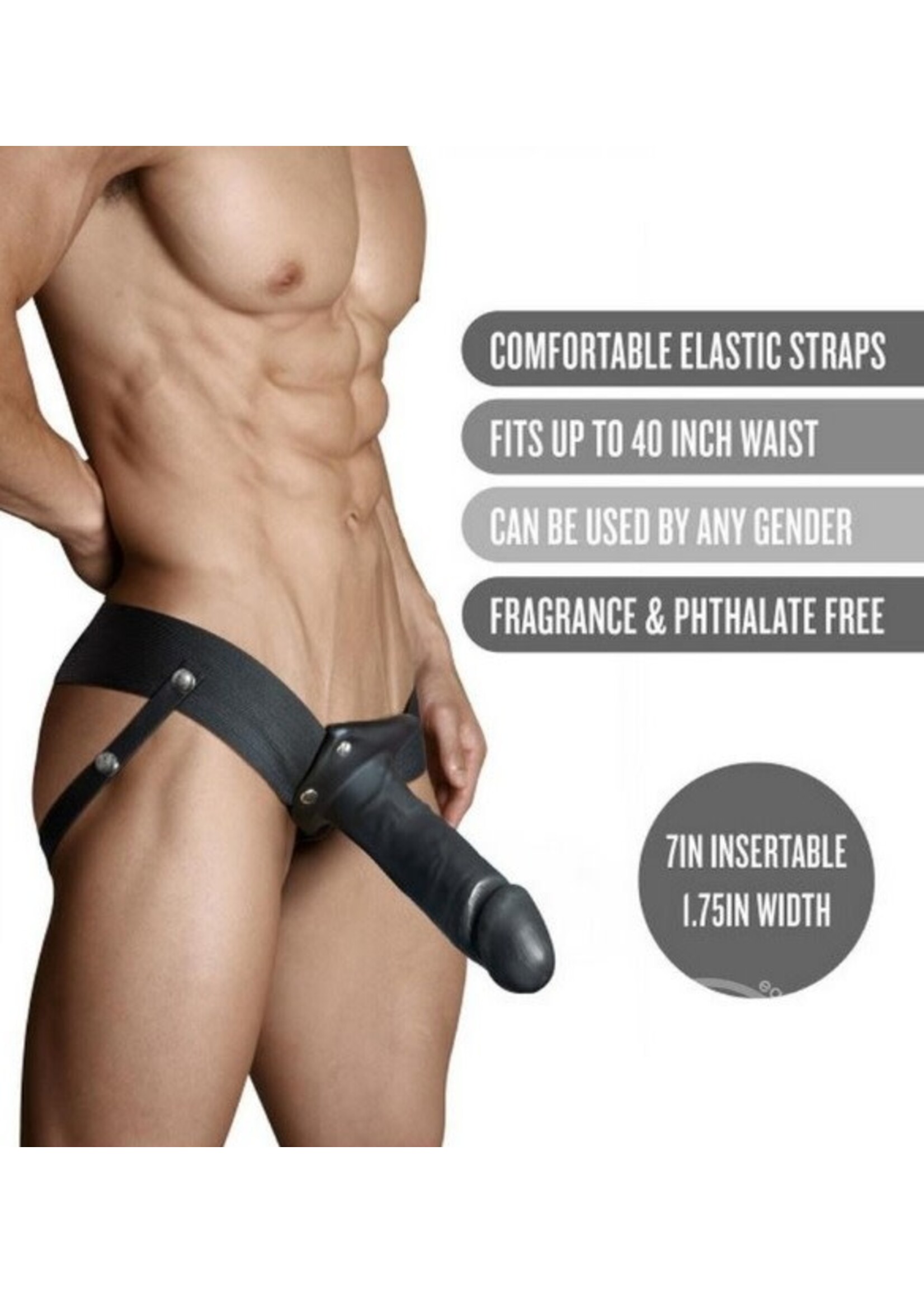 Dr. Skin Hollow Strap-On with Dildo 7in - Black