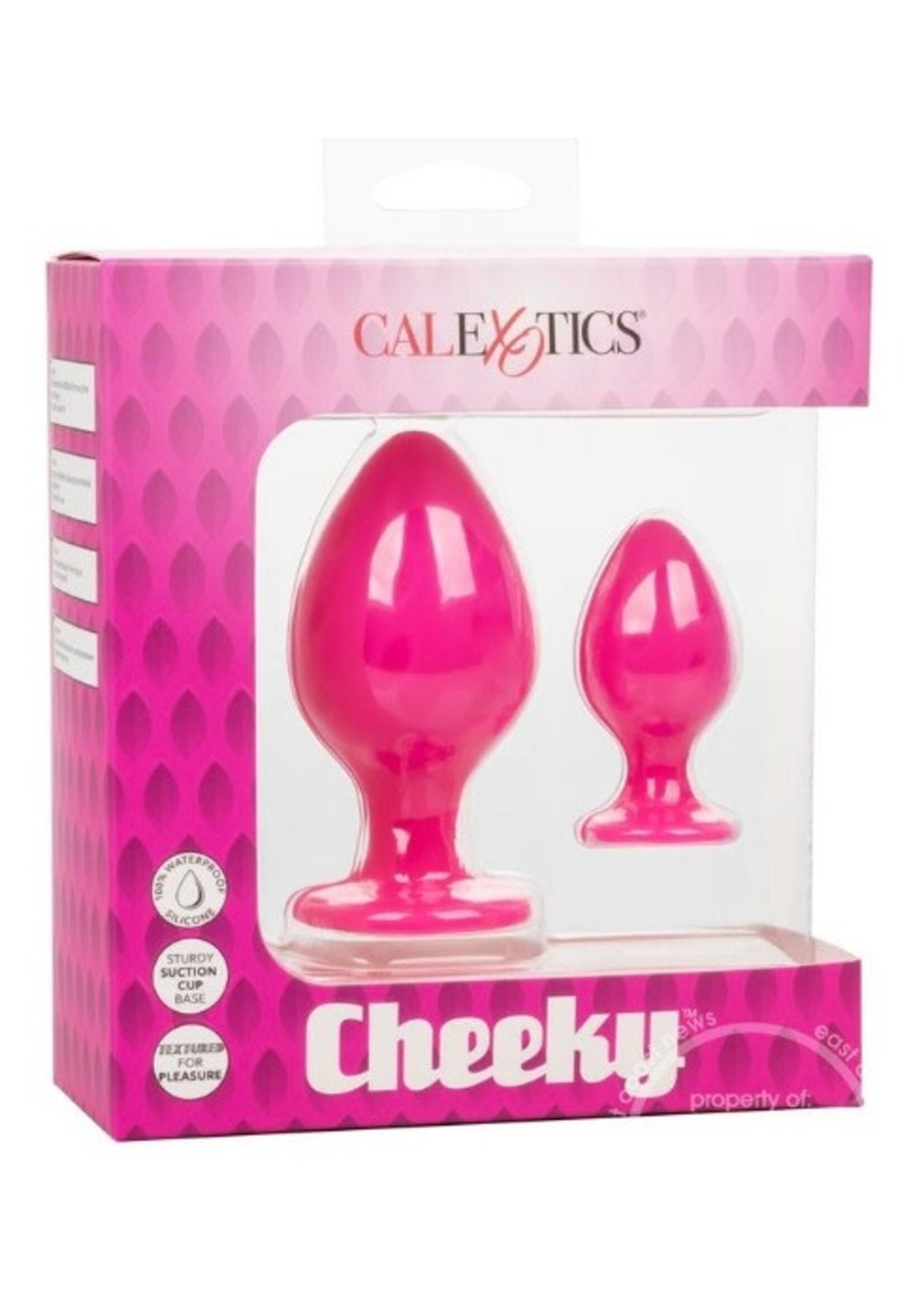 Cheeky Silicone Textured Anal Plugs Large/Small (Set of 2) - Pink