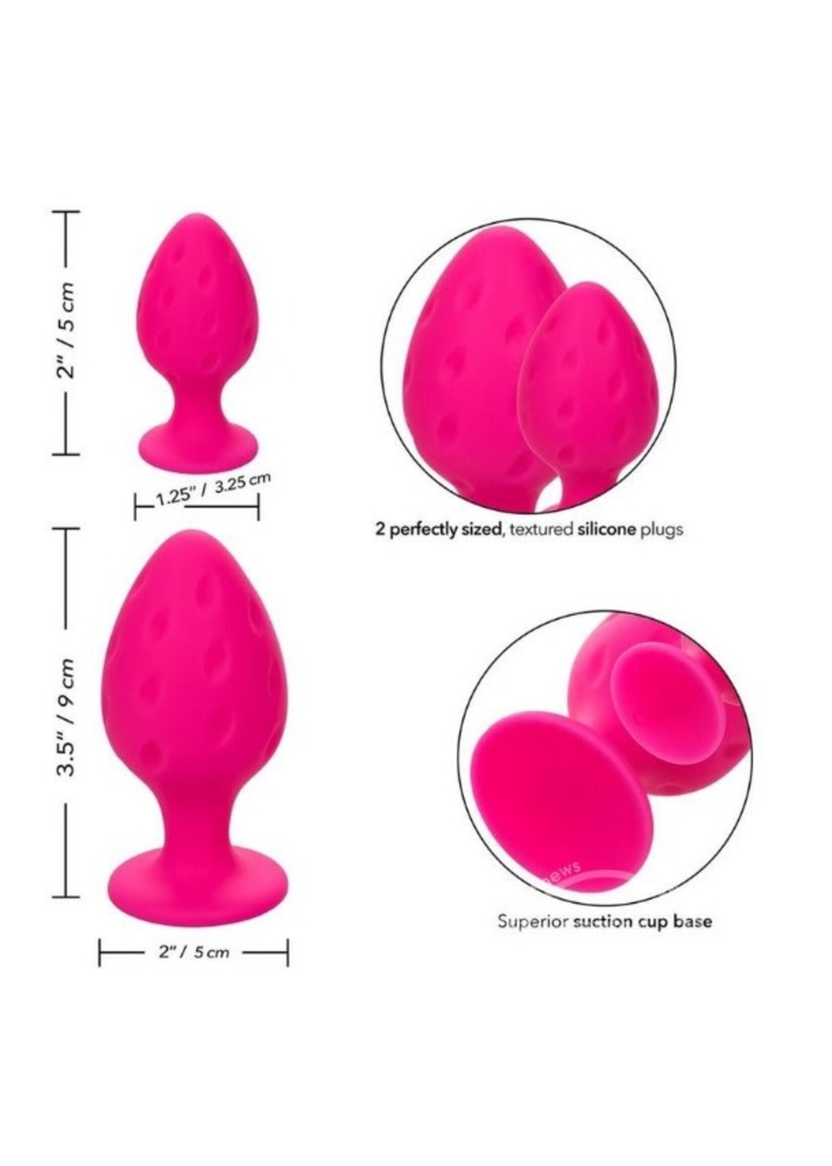 Cheeky Silicone Textured Anal Plugs Large/Small (Set of 2) - Pink