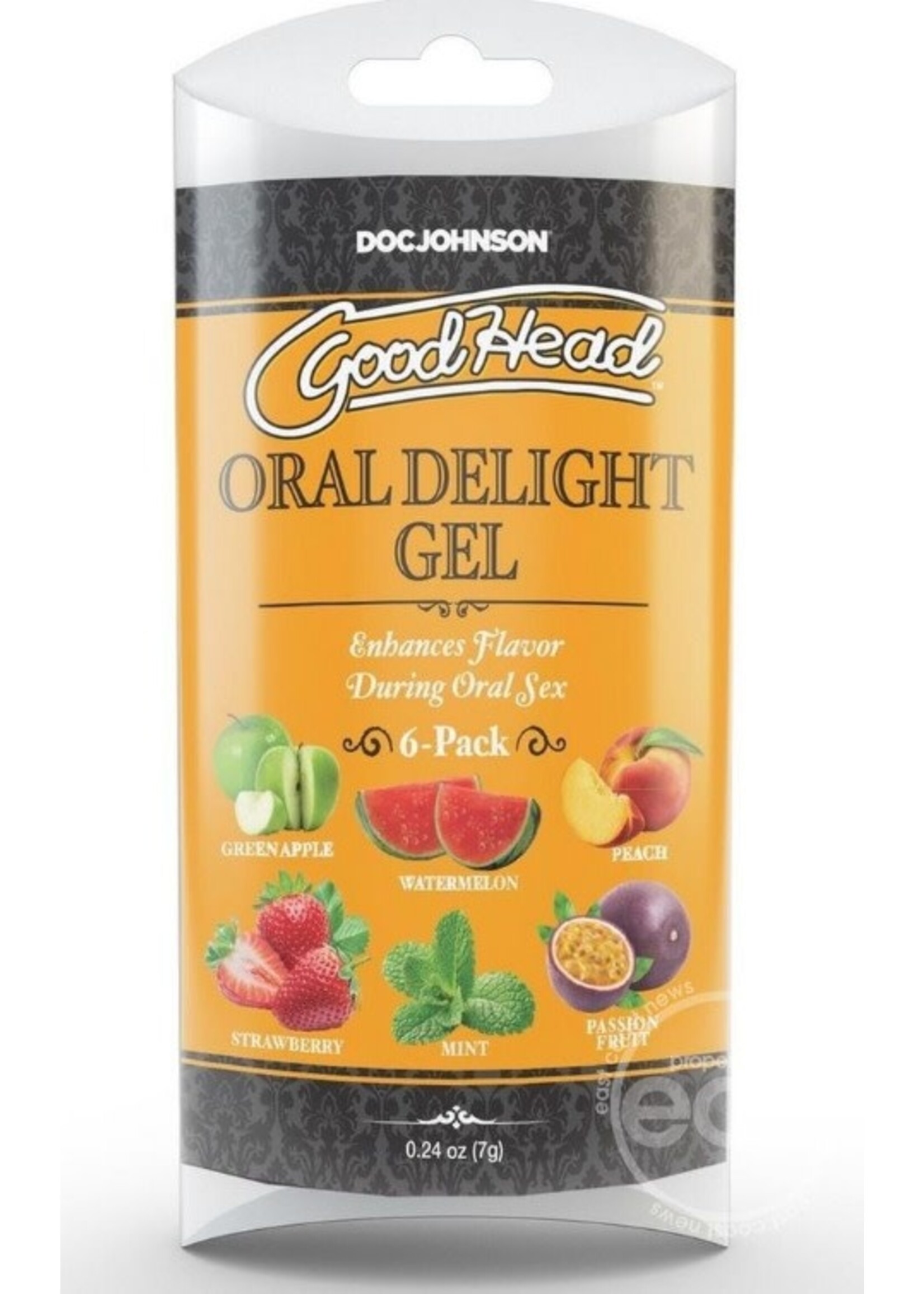 GoodHead Oral Delight Gel .24oz (6 Pack) - Assorted Green Apple, Mint, Peach, Strawberry, Watermelon, Passion Fruit