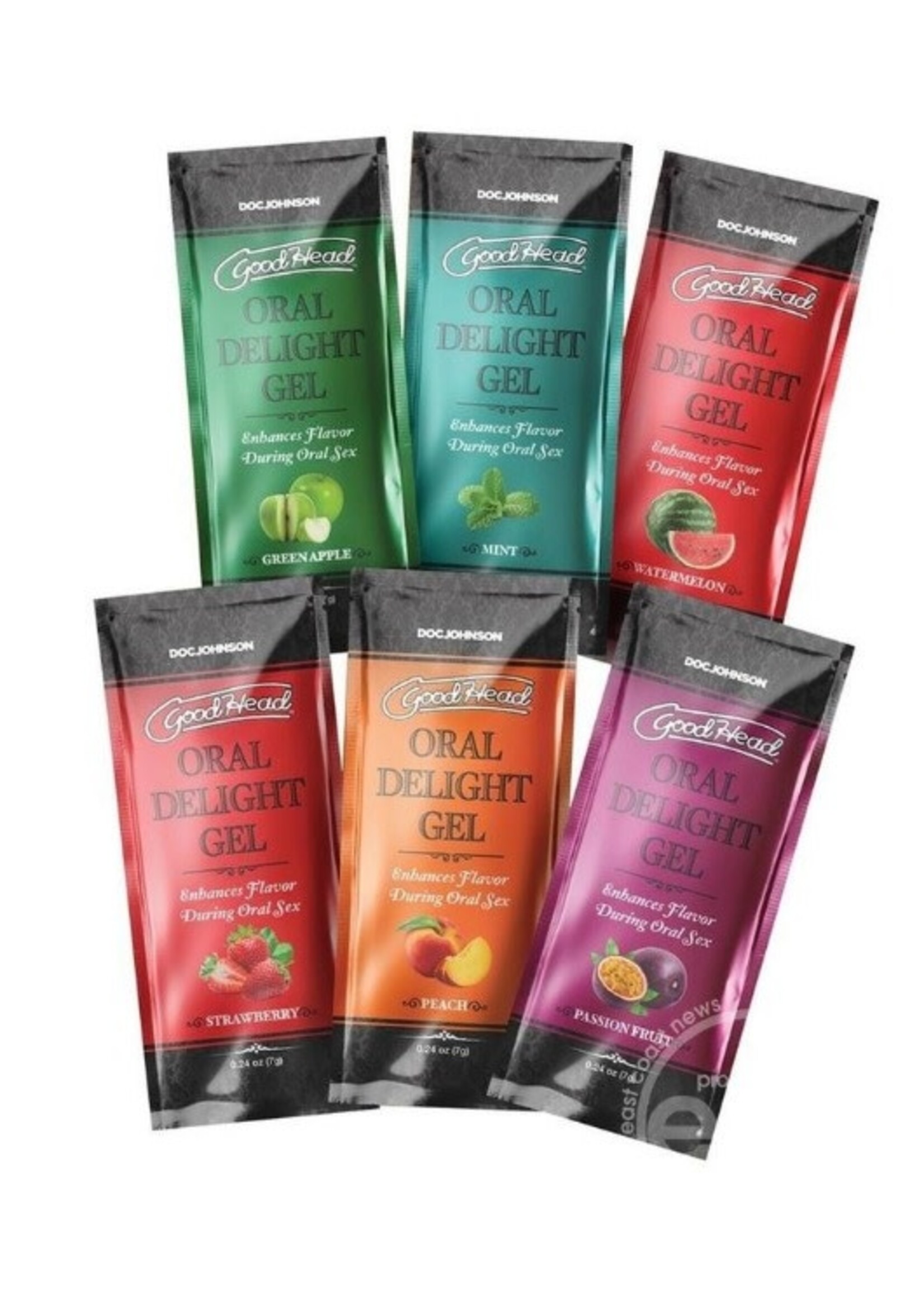 GoodHead Oral Delight Gel .24oz (6 Pack) - Assorted Green Apple, Mint, Peach, Strawberry, Watermelon, Passion Fruit