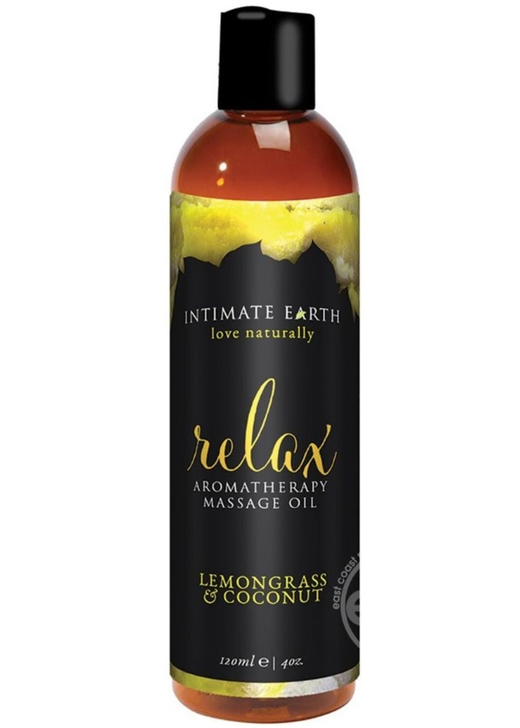 Intimate Earth Relax Aromatherapy Massage Oil Lemongrass & Coconut 4oz