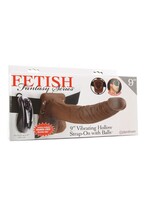 Fetish Fantasy Vibrating 9 Inch Hollow Strap-On in Brown