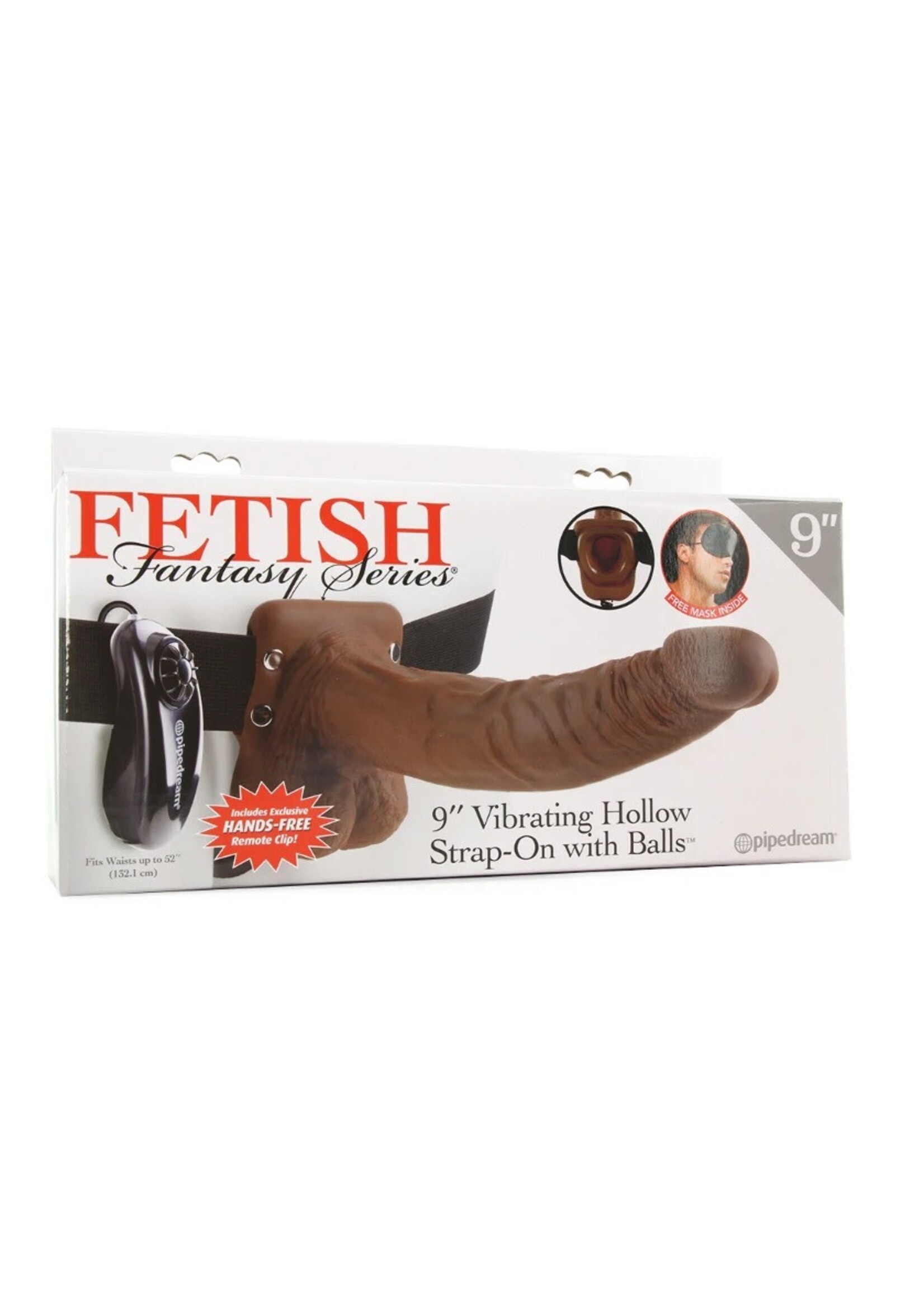 Fetish Fantasy Vibrating 9 Inch Hollow Strap-On in Brown