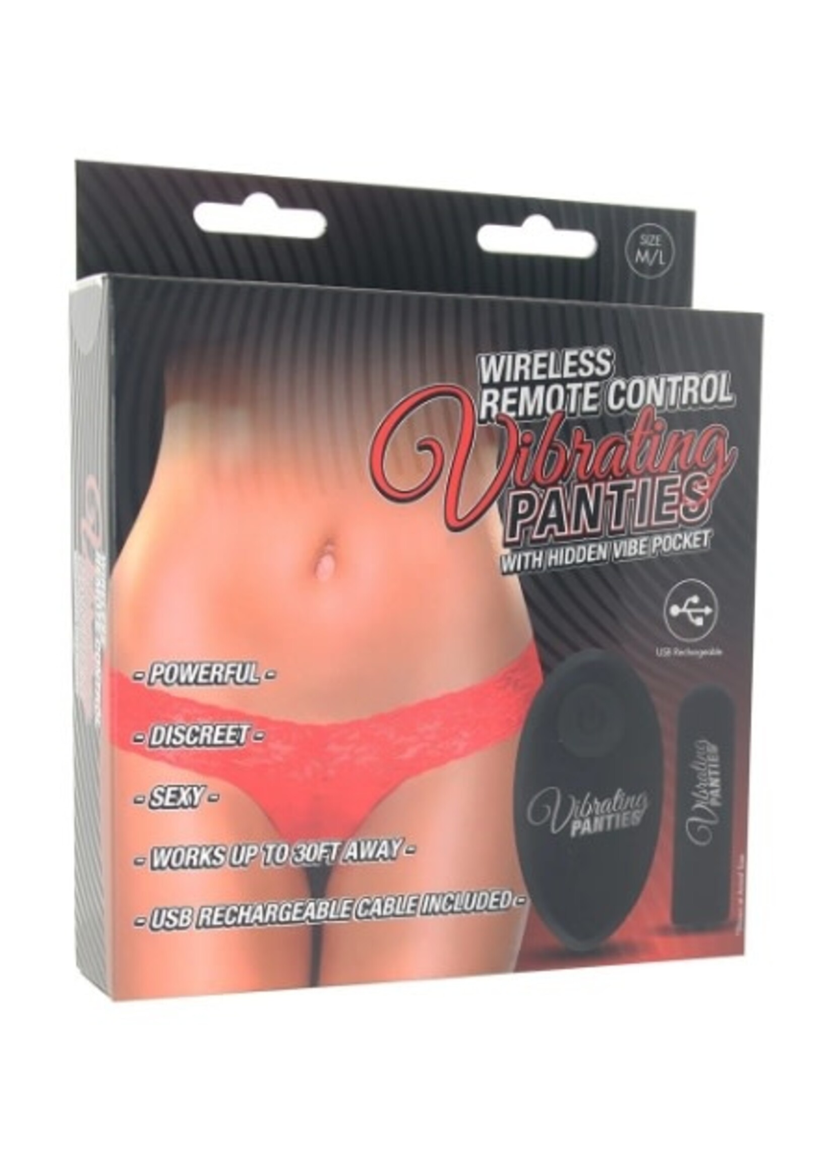 Wireless Remote Vibrating Red Panties Large M/L