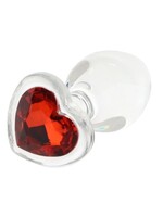 Adam & Eve Red Heart Gem Glass Plug in Large